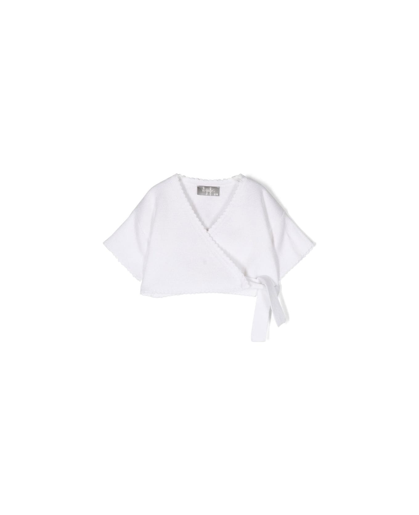 Il Gufo Cross Cardigan With Short Sleeves - WHITE