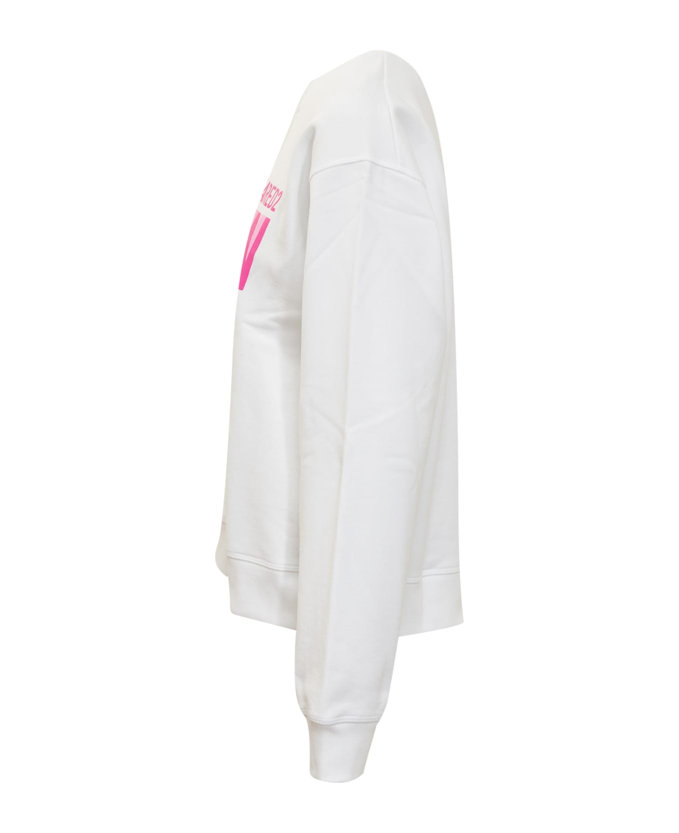 Dsquared2 Icon Blur Fit Crew - WHITE-PINK FLUO