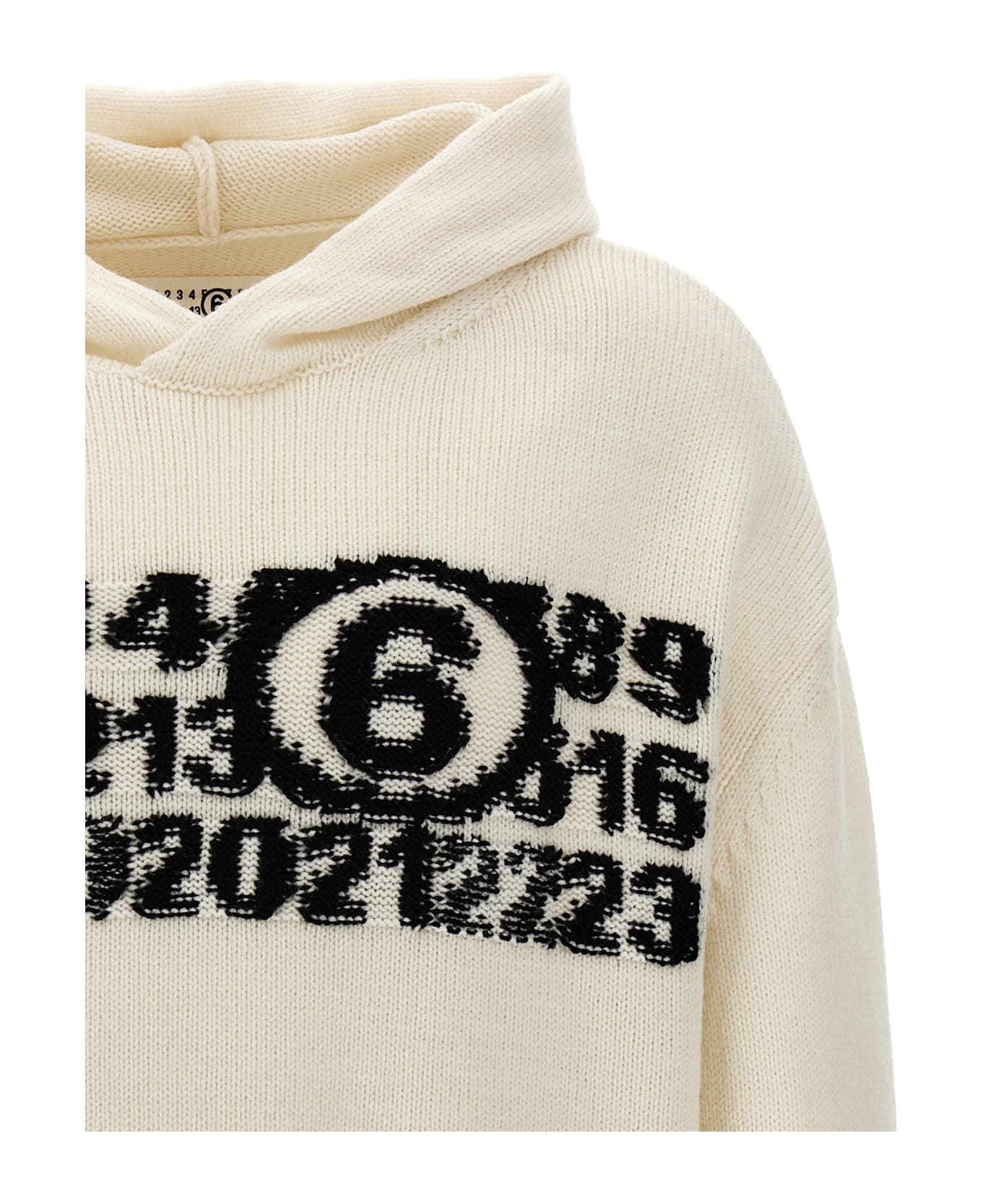 MM6 Maison Margiela 'numeric Signature' Hooded Sweater - White/Black
