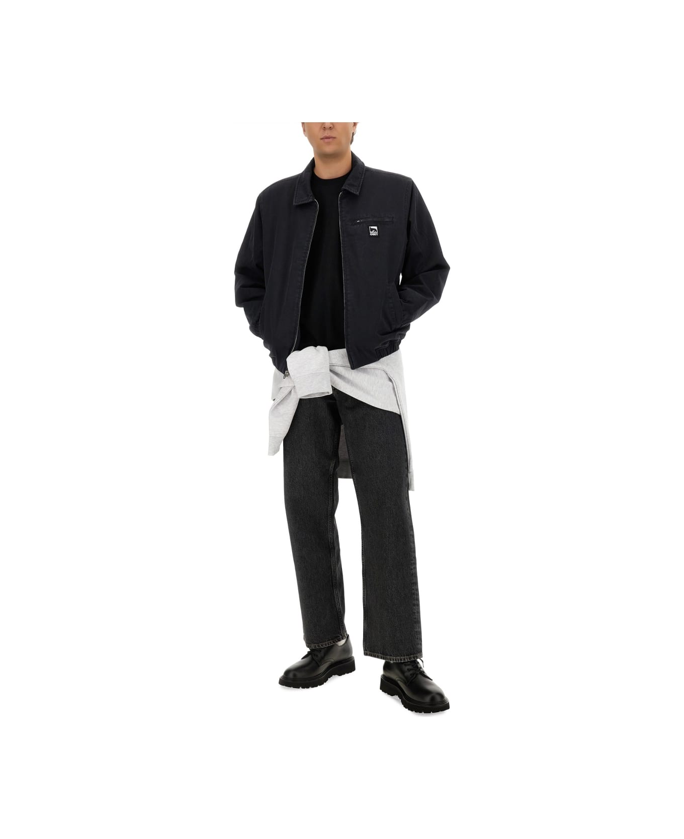 Obey Jacket With Logo - BLACK