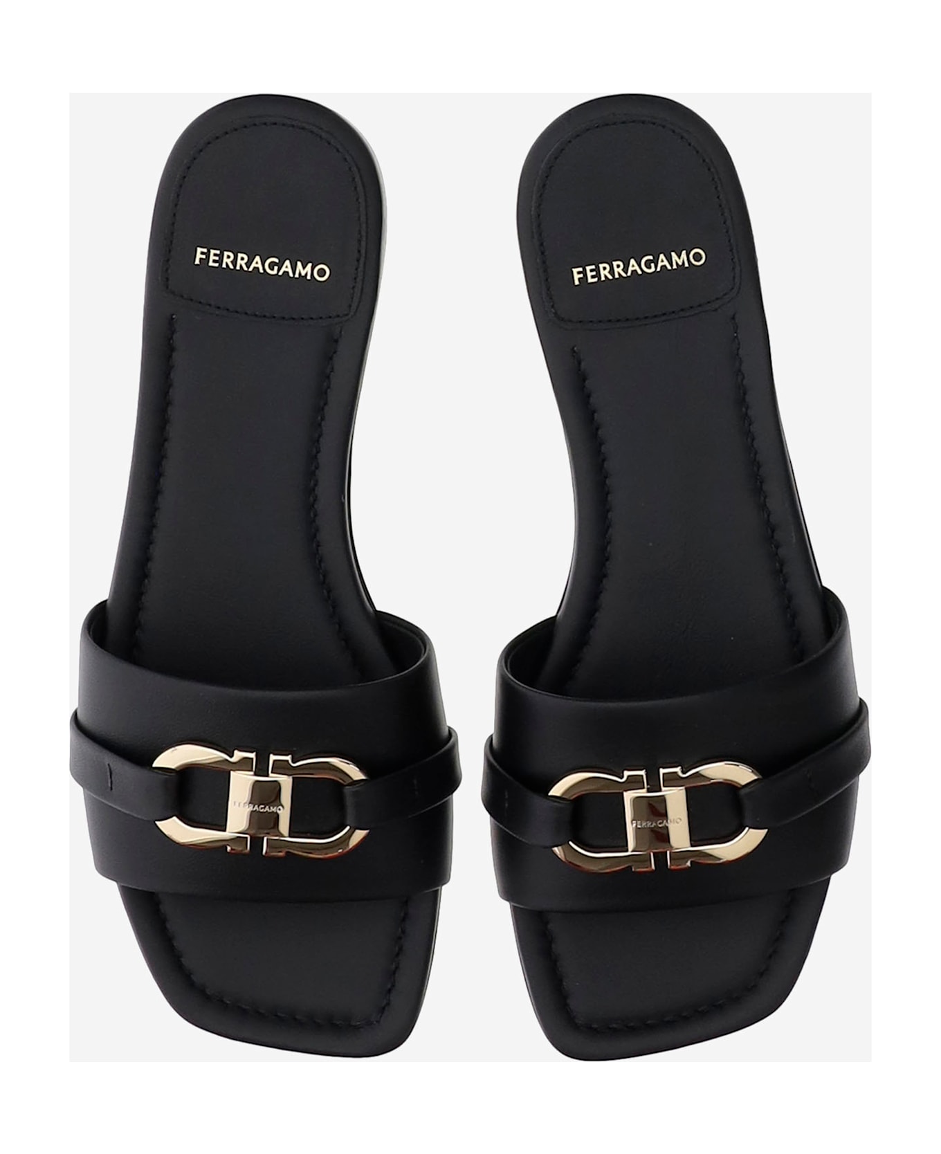 サンダル・ミュール Ferragamo Leather Flat Sandals With Logo Ferragamo Leather Flat Sandals With Logo | italist