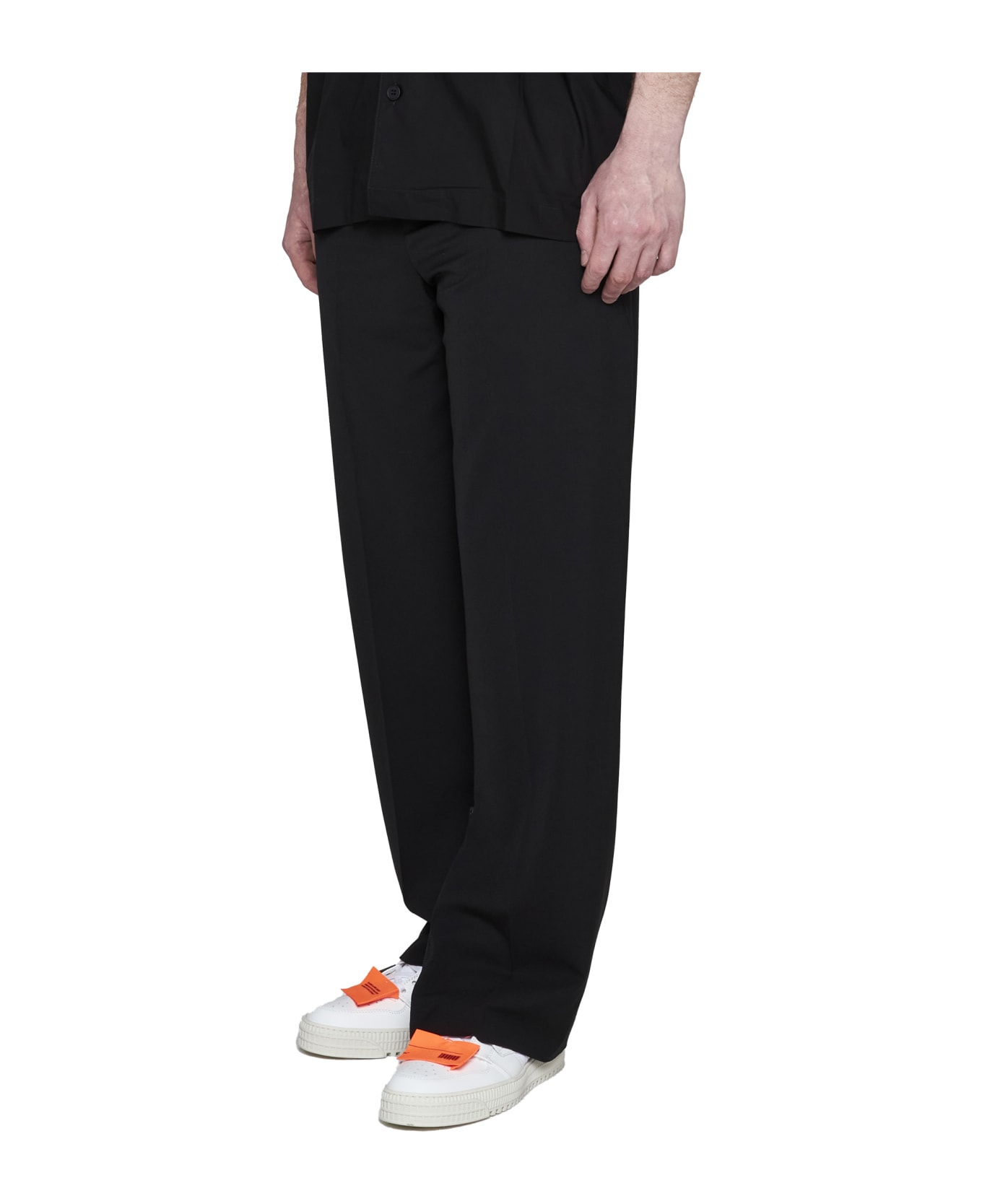 Off-White Embroidered Slim Zip Trousers - Black