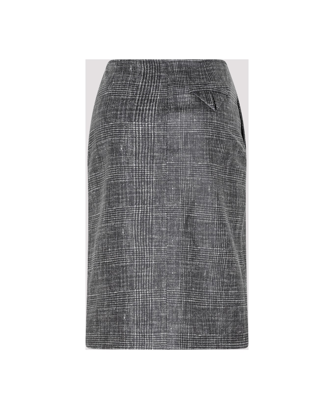 Bottega Veneta Printed Leather Midi Skirt - Black White