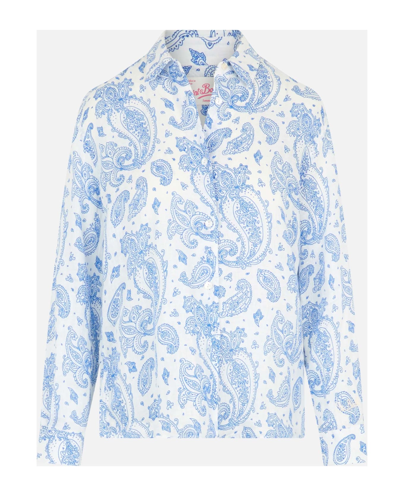 MC2 Saint Barth Woman Paisley Linen Classic Shirt Meredith - BLUE