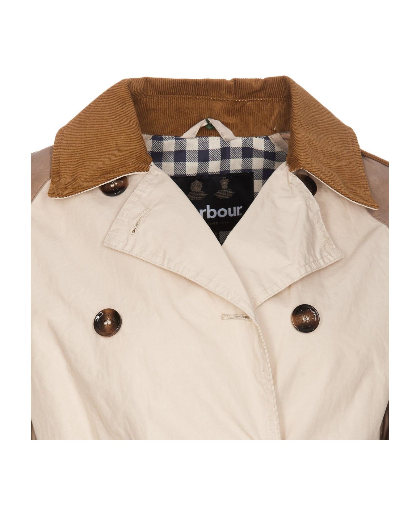 Barbour Panelled Double-breasted Belted Coat - Oatmeal/summer Navy Northumber
