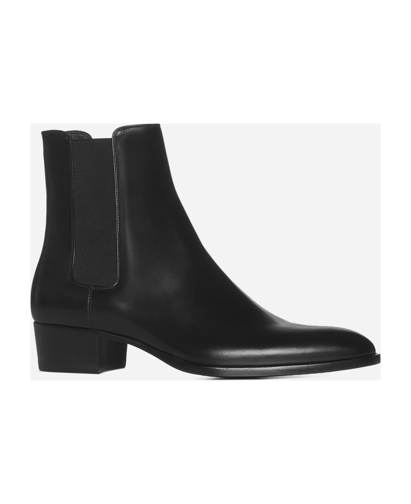 Saint Laurent Wyatt Chelsea Leather Boots - Nero