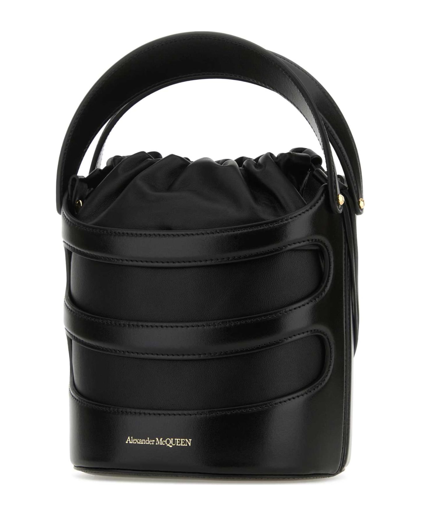 Alexander McQueen Black Leather The Rise Bucket Bag - NEROBIANCO