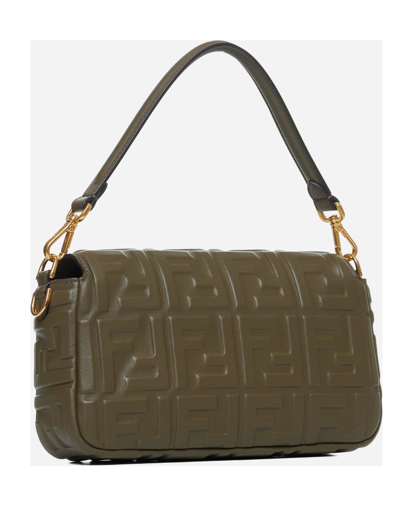 Fendi Ff Nappa Leather Baguette Medium Bag - B Avocado