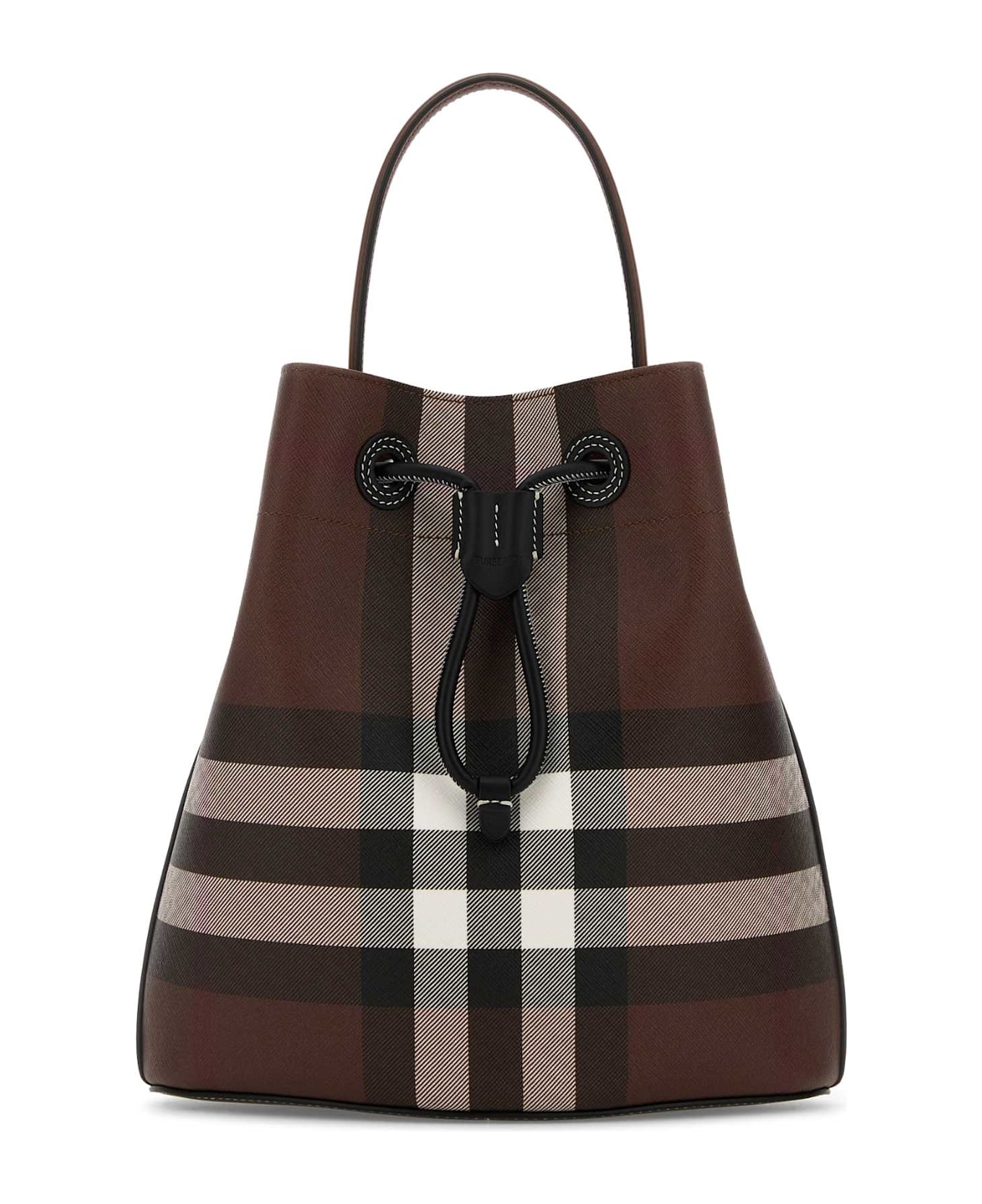 Burberry Printed Canvas Check Bucket Bag - DARKBIRCHBROWN