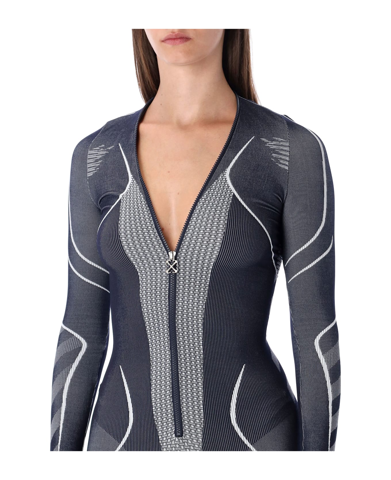 Off-White Diag Seamless Zip Front Dress - BLUE IRIS