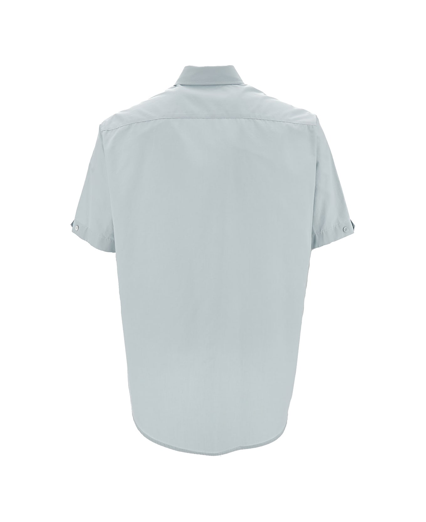 Off-White Light Blue Short Sleeve Shirt With Button-down Collar In Cotton Man - Grey