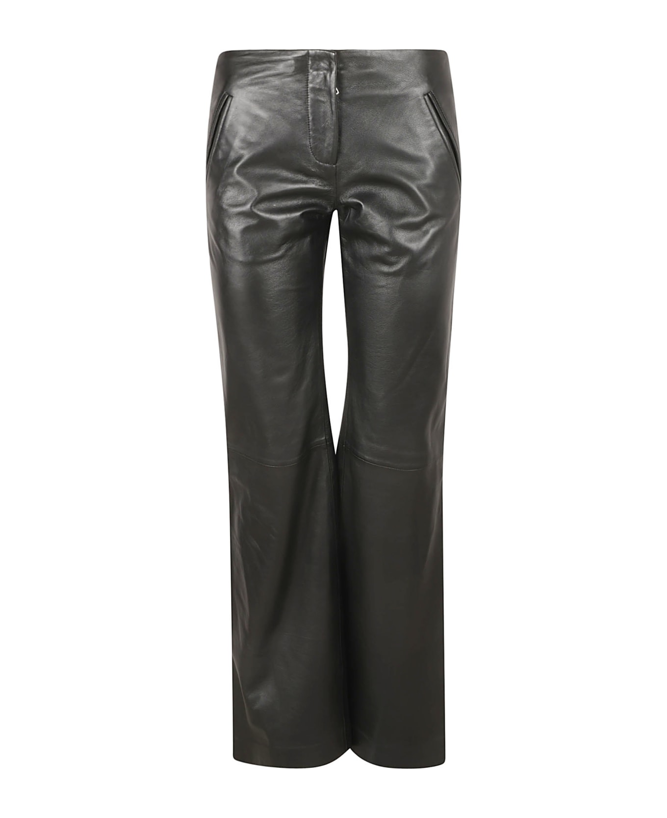 Alberta Ferretti Wide Leg Shiny Leather Trousers - Black