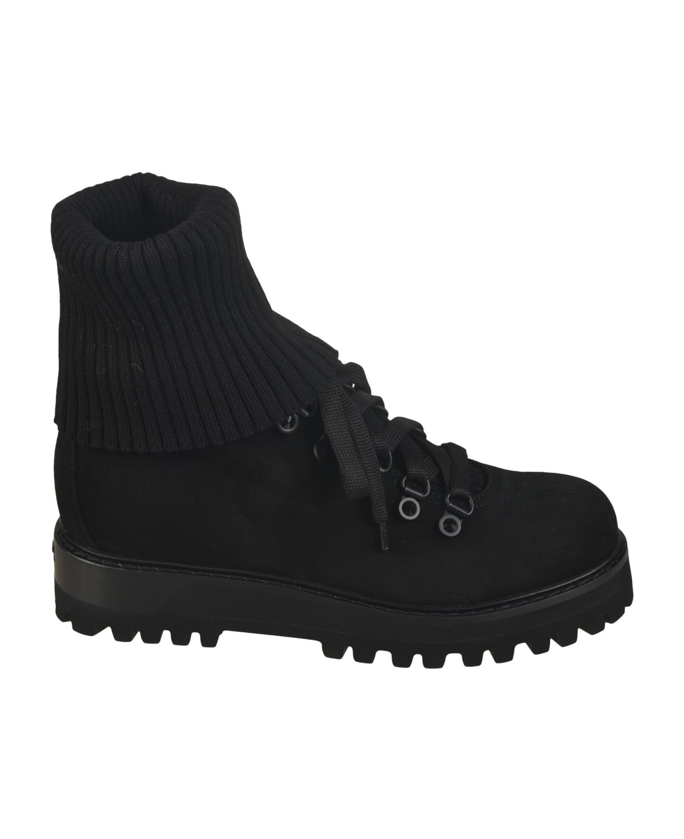Le Silla Ribbed Lace-up Boots - Black