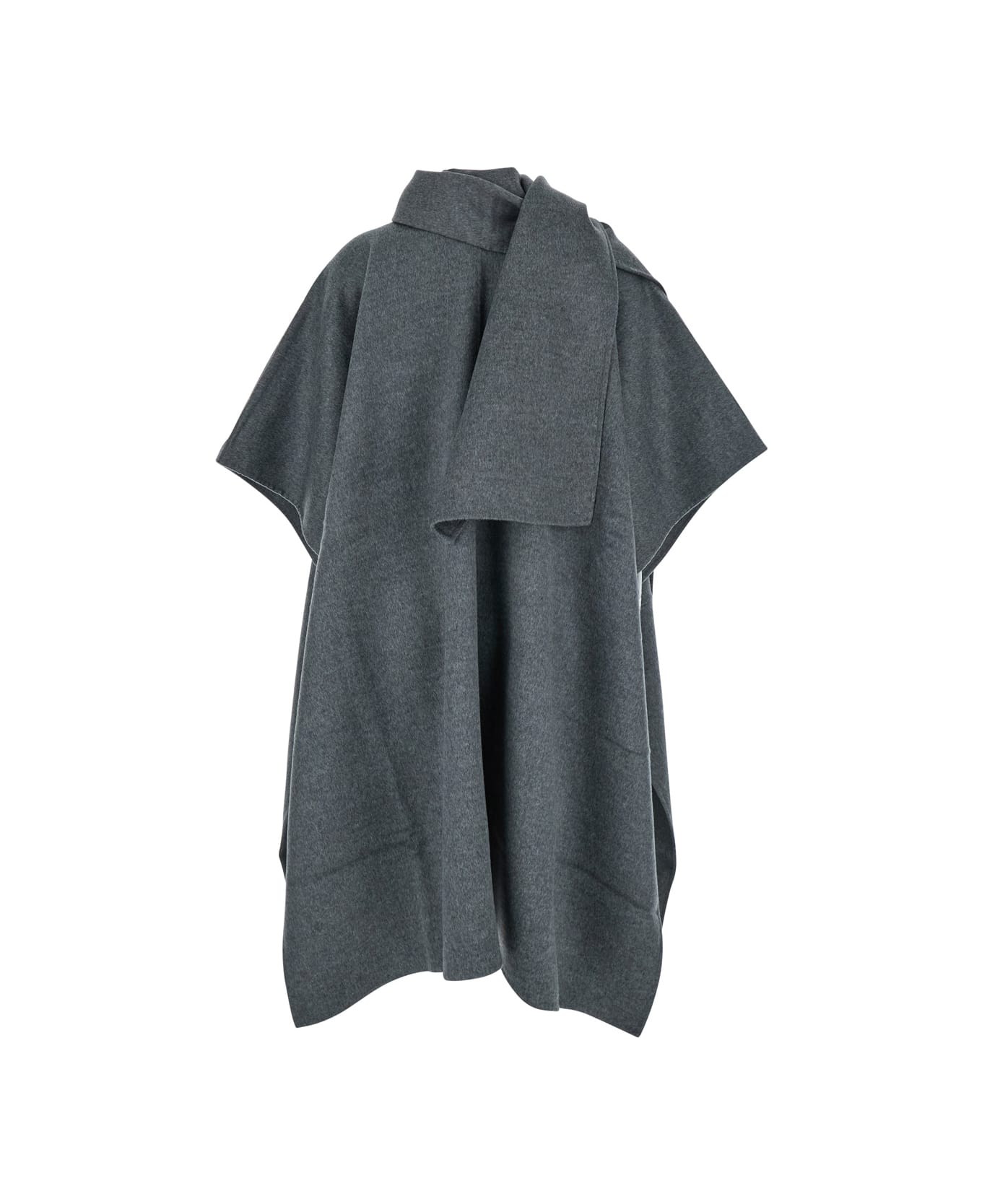 Totême Grey Coat With Scarf In Wool Woman - Grigio