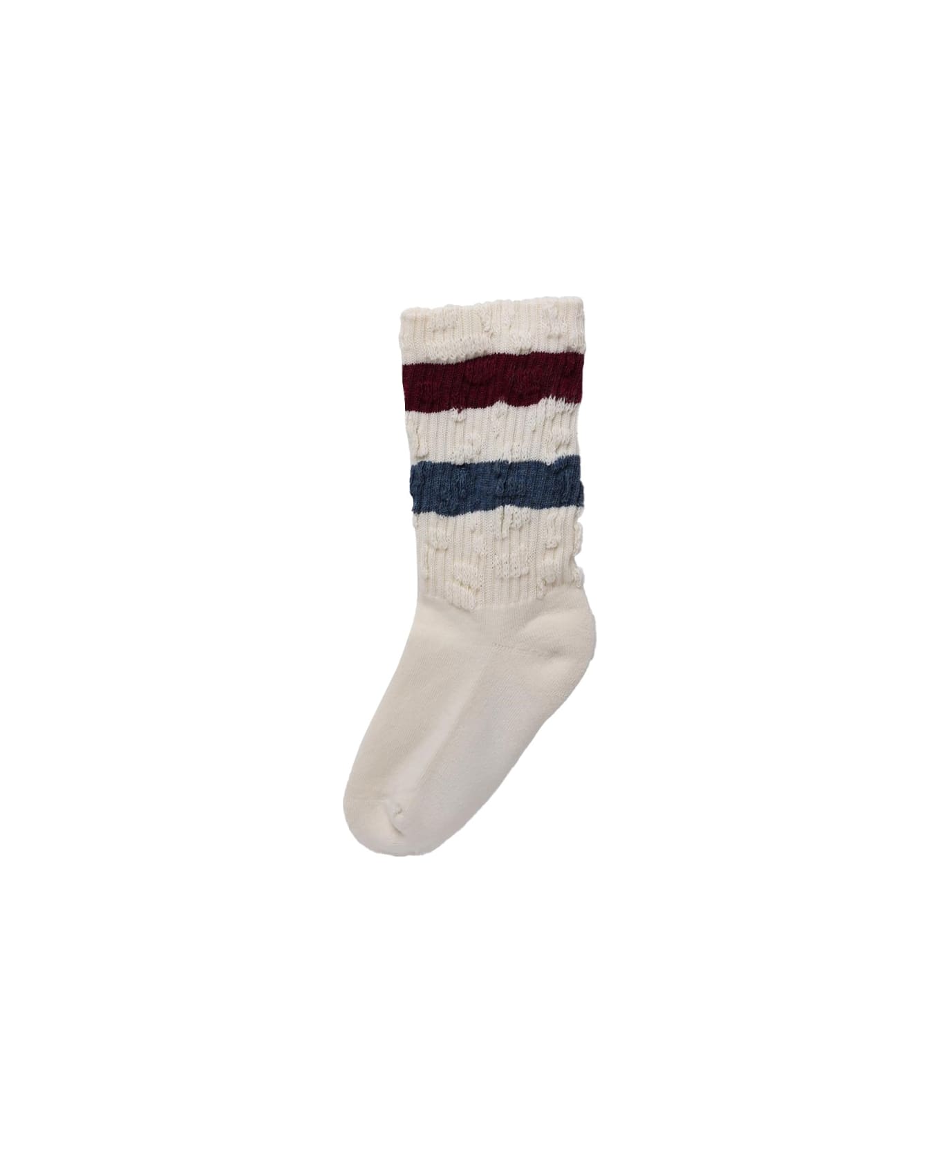 Golden Goose Stripes Distressed Socks - WHITE