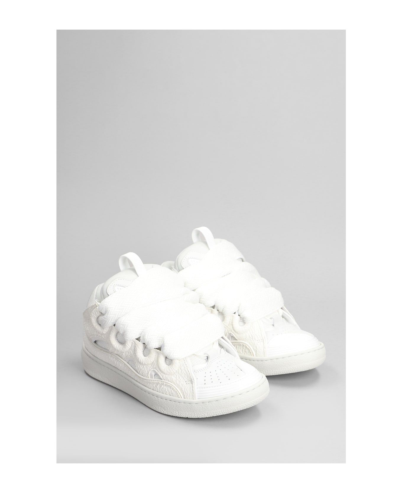 Lanvin Curb Sneakers In White Leather - white