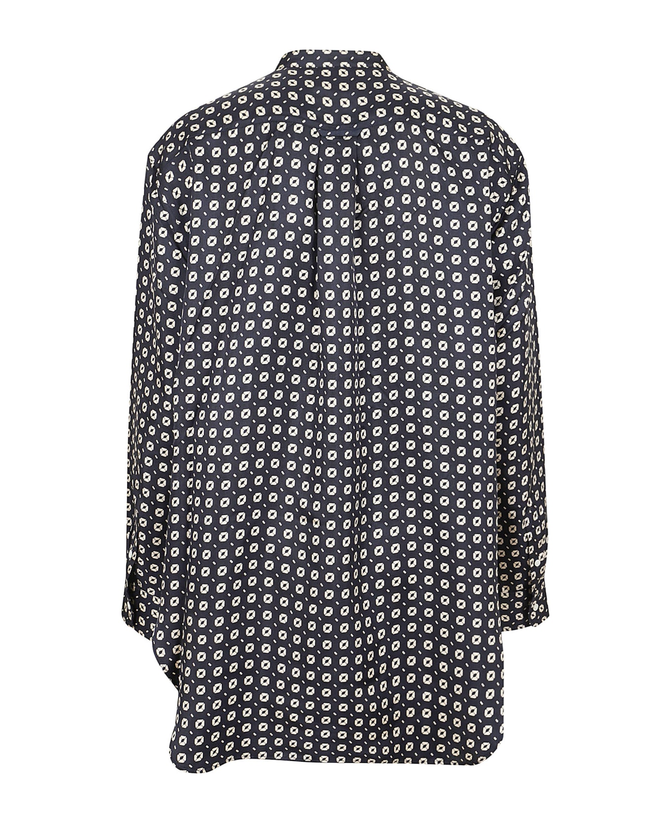 Polo Ralph Lauren Bc Ligh St-long Sleeve-blouse - Navy Cream Geo Print