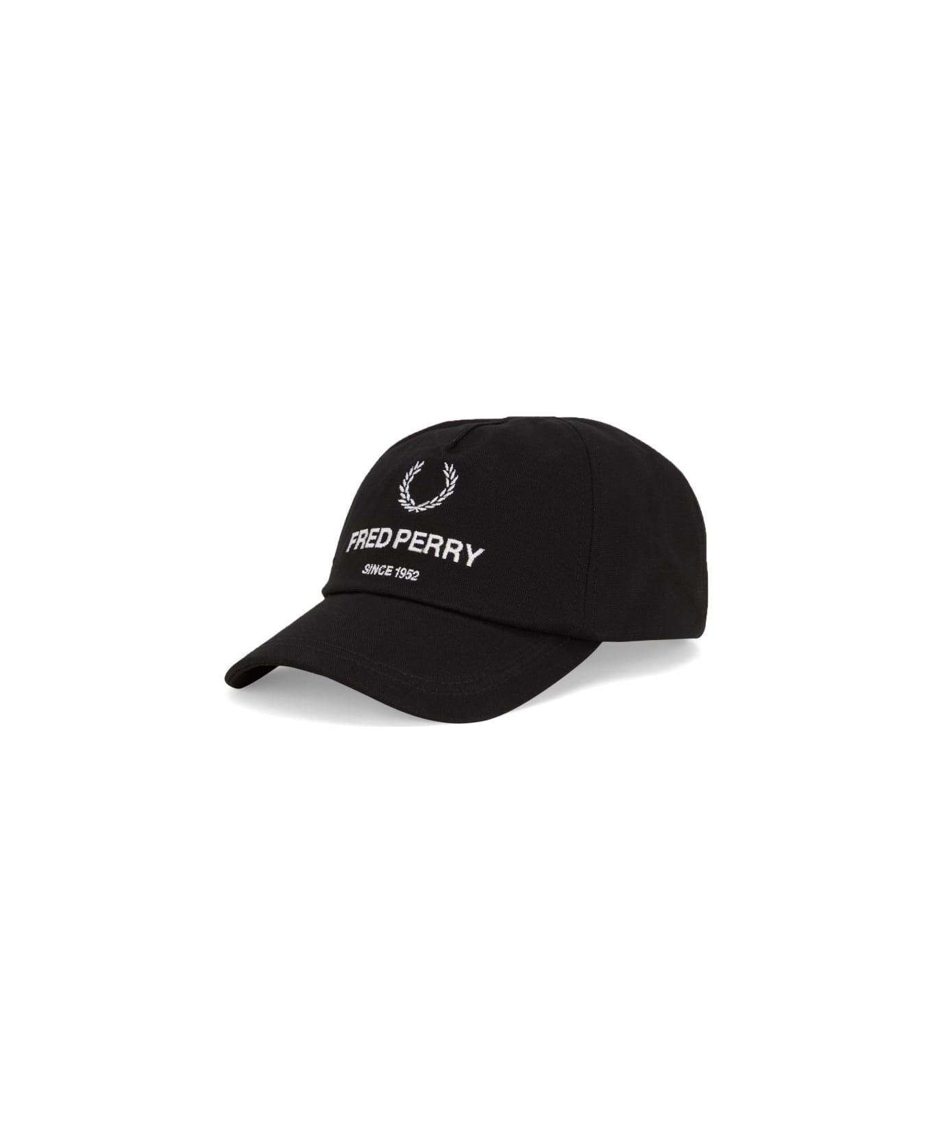 Fred Perry Baseball Hat With Logo - BLACK