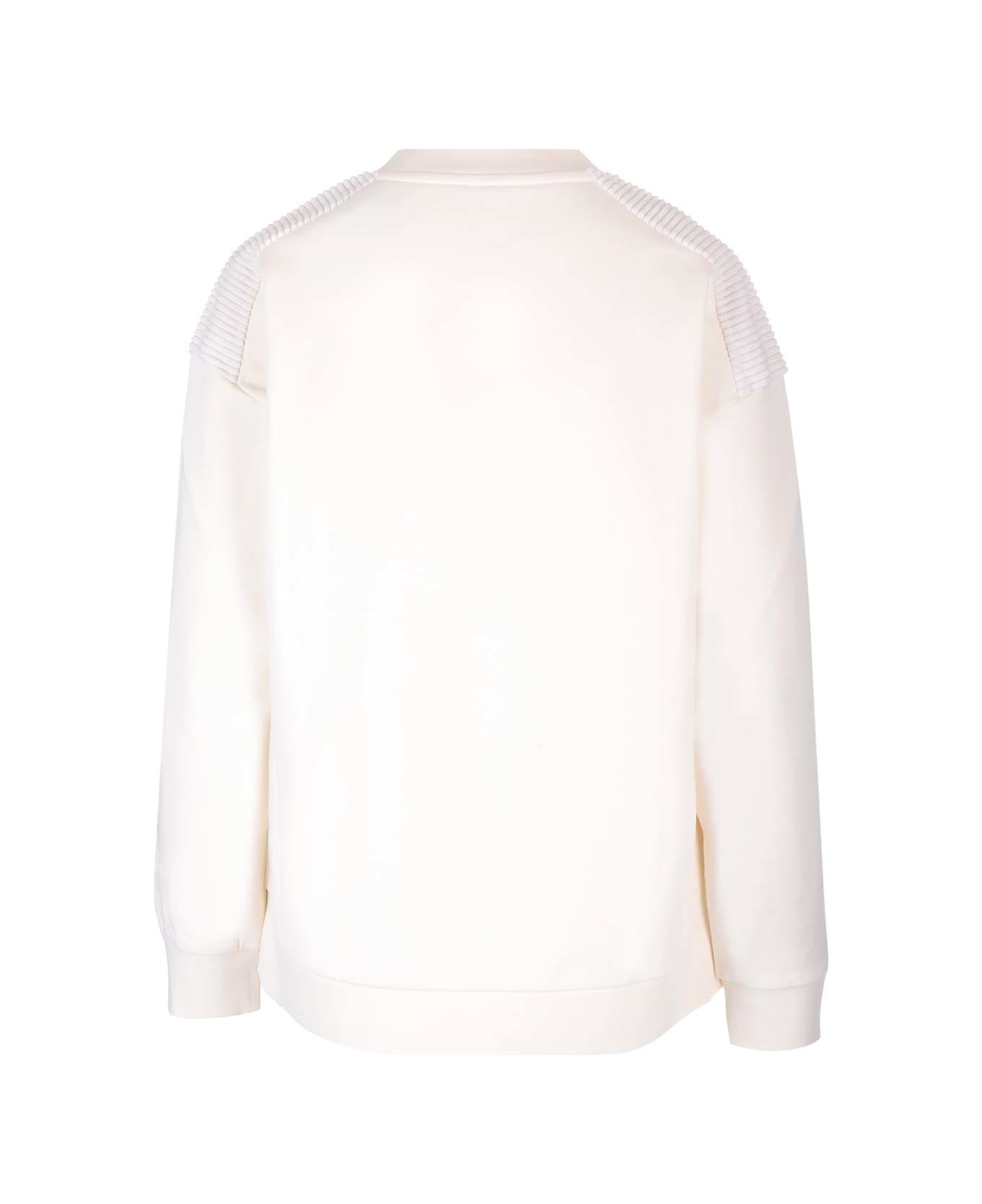 Moncler Sweatshirt With Embroidered Logo - White