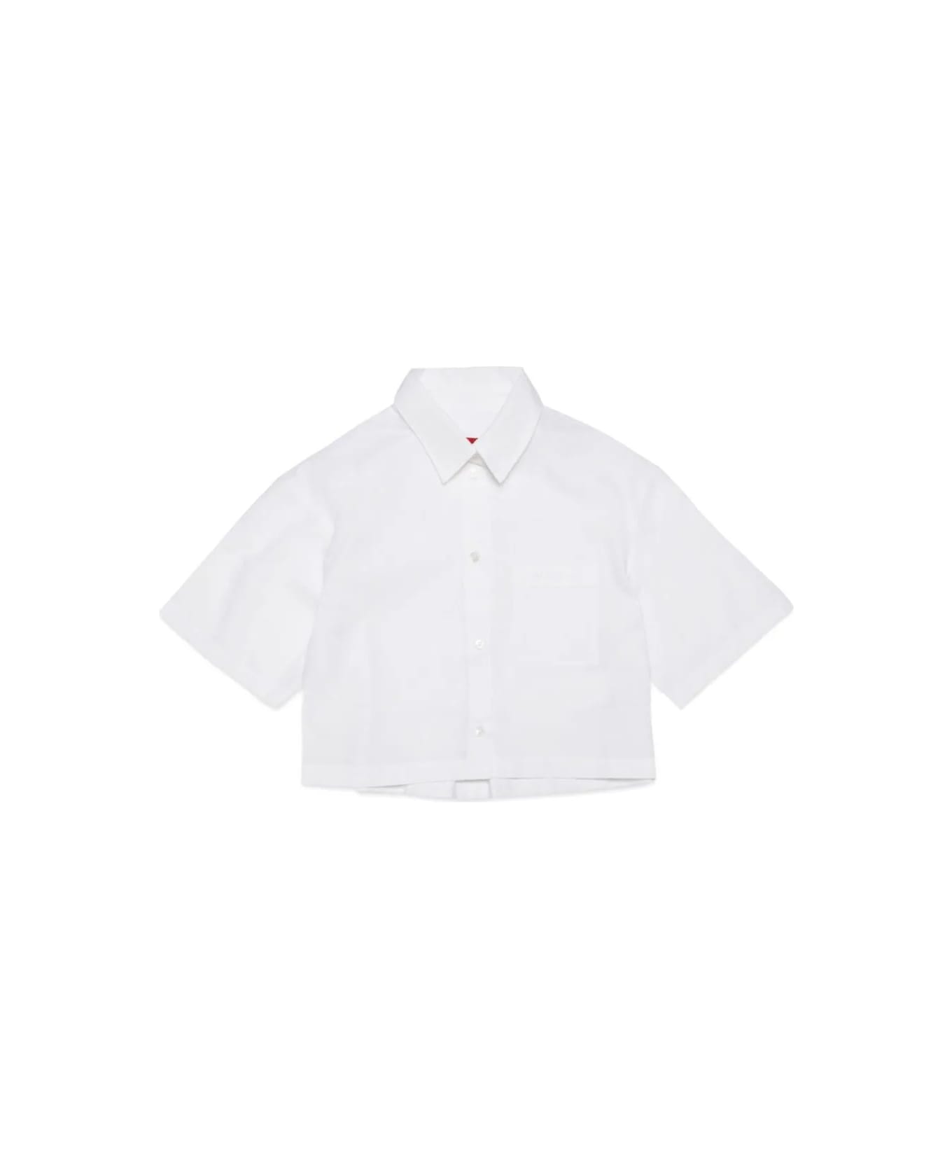 Max&Co. White Poplin Crop Shirt With Logo - White