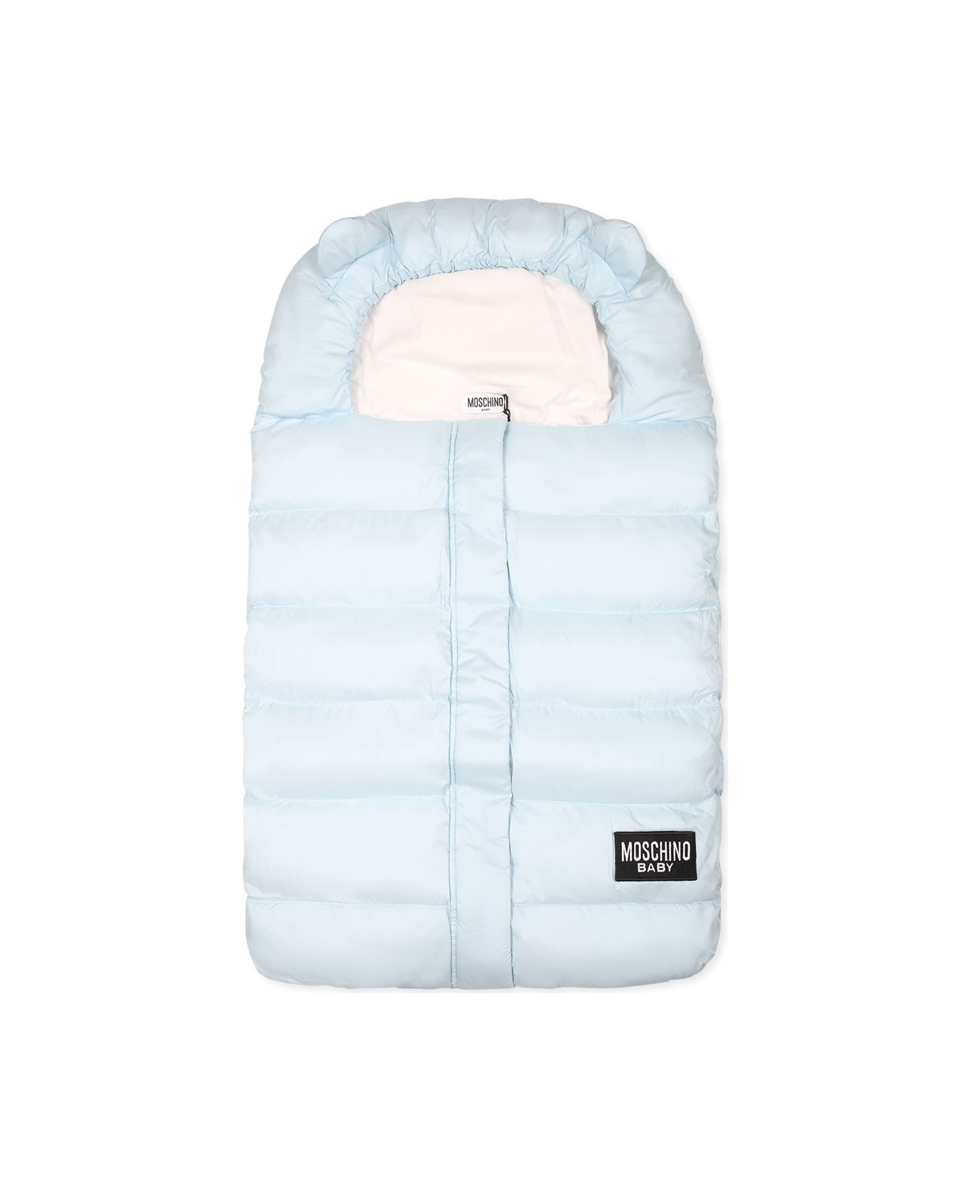 Moschino Light Blue Sleeping Bag For Baby Boy With Logo Patch - Light Blue