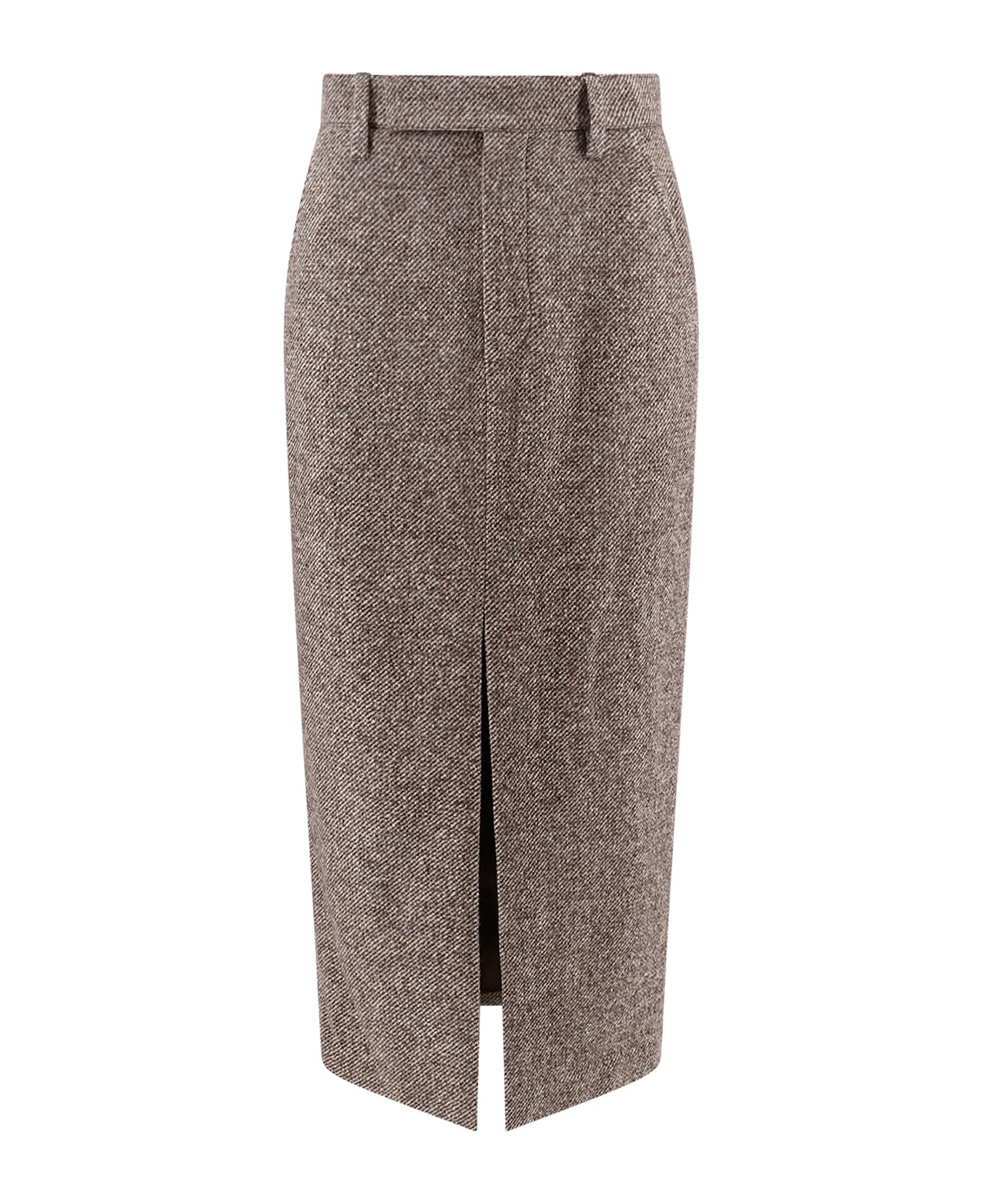 Brunello Cucinelli Wool Blend Pencil Skirt - BROWN MULTI