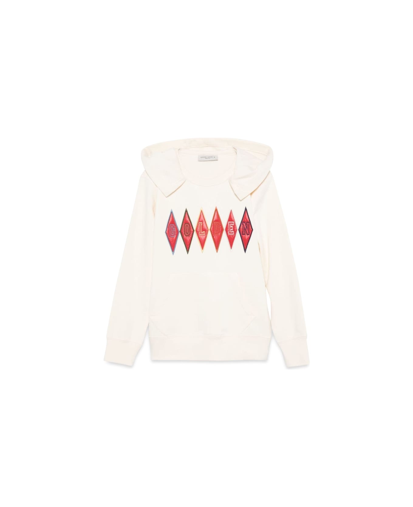 Golden Goose Journey Boy's Regular Hoodie Cotton Sweatshirt Patch Emboidered - WHITE