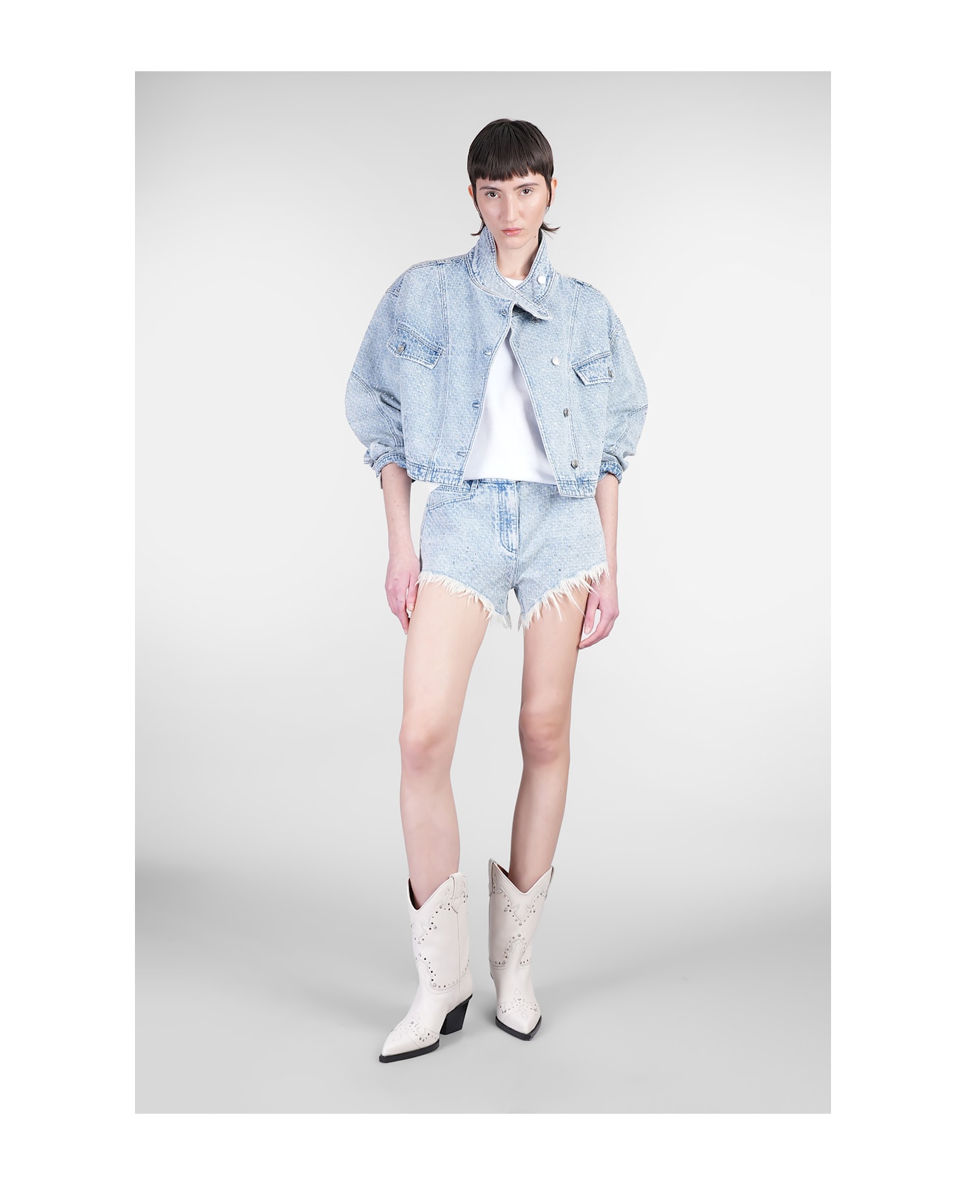 IRO Dapa Shorts In Blue Cotton - blue