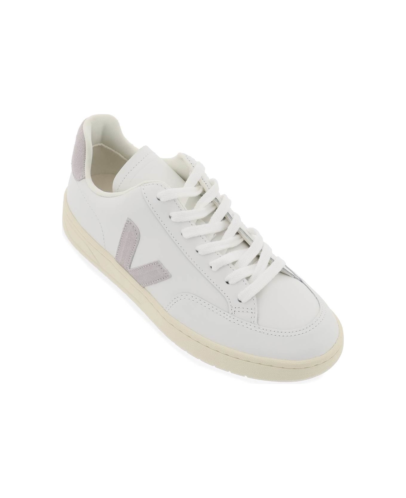 Veja Leather V-12 Sneakers - EXTRA WHITE LIGHT GREY (White)