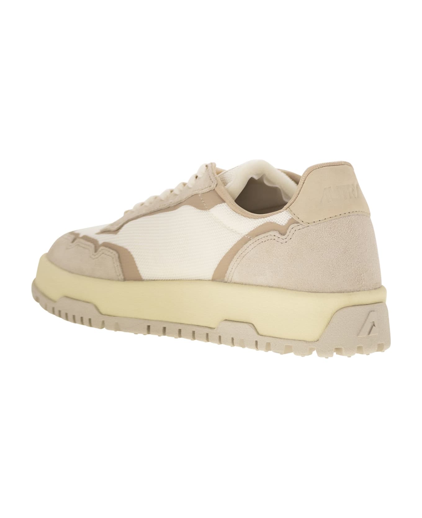 Autry Wildpace - Fabric And Suede Trainers - White/sand