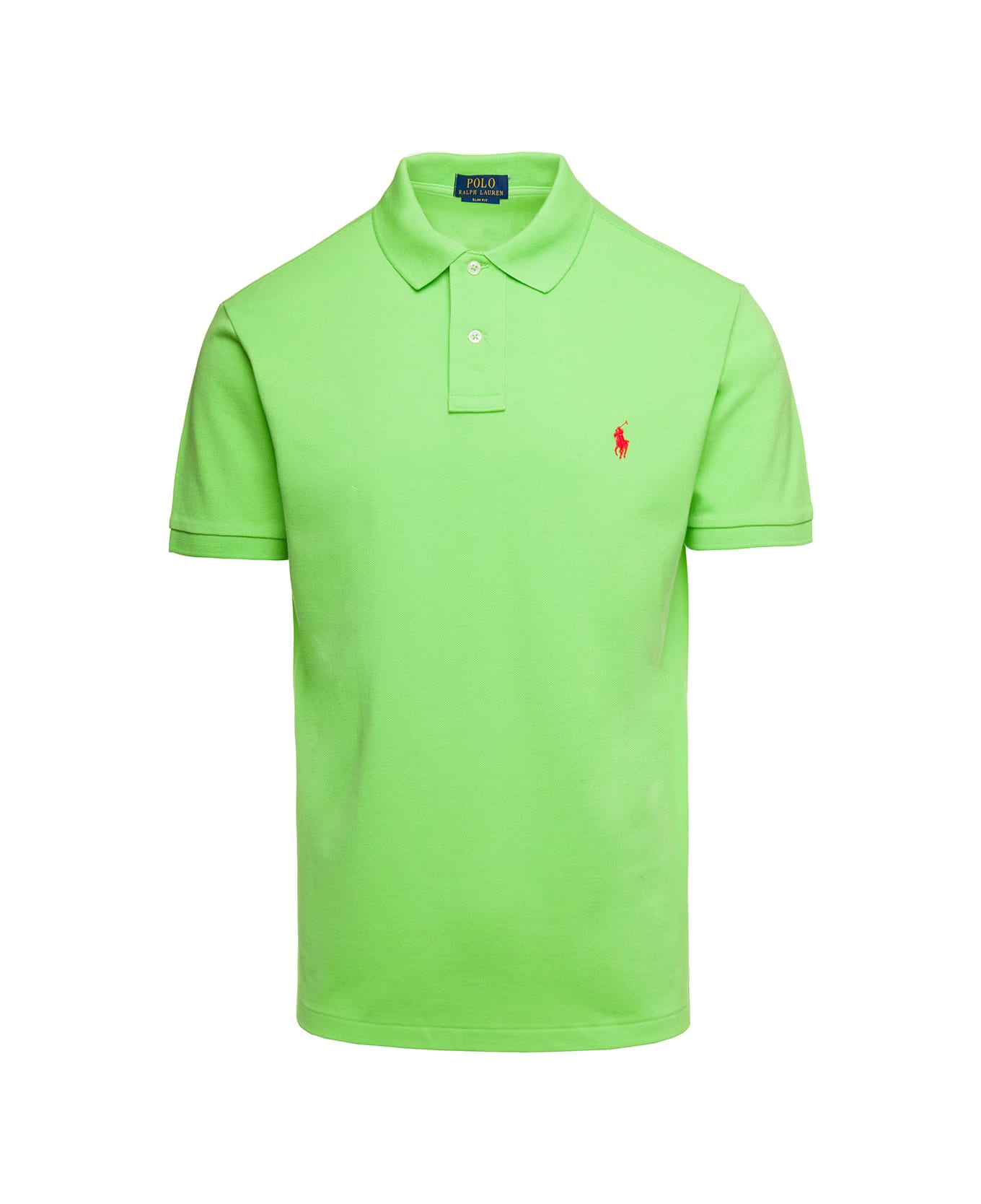 Polo Ralph Lauren Light Green And Red Slim-fit Pique Polo Shirt - Verde