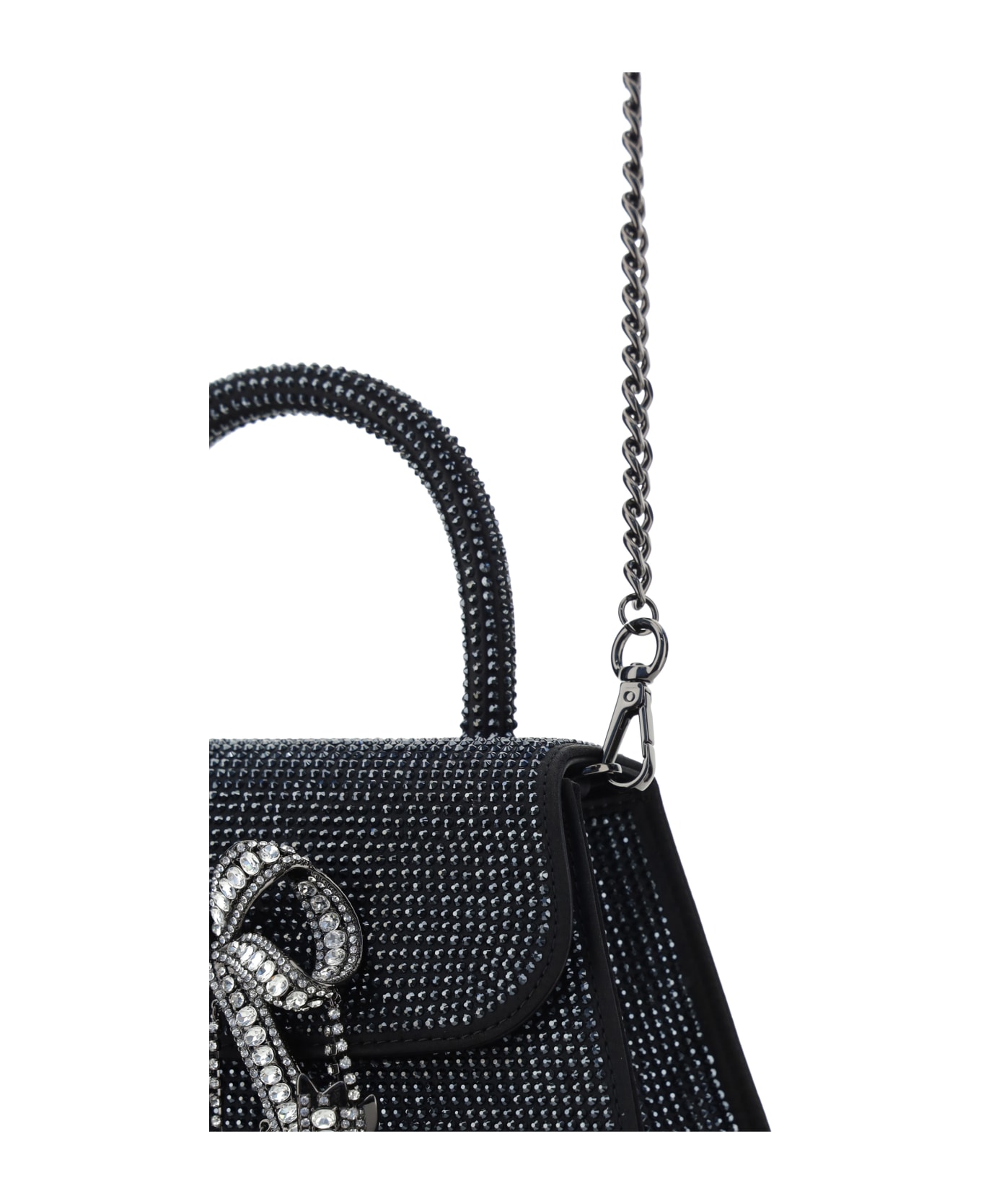 self-portrait Rhinestone Mini Bow Handbag - Black