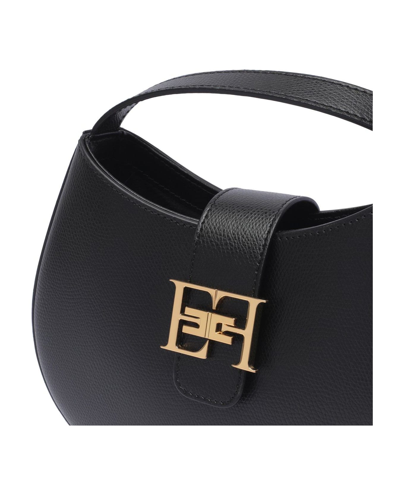 Elisabetta Franchi Logo Plaque Medium Hobo Bag - Black