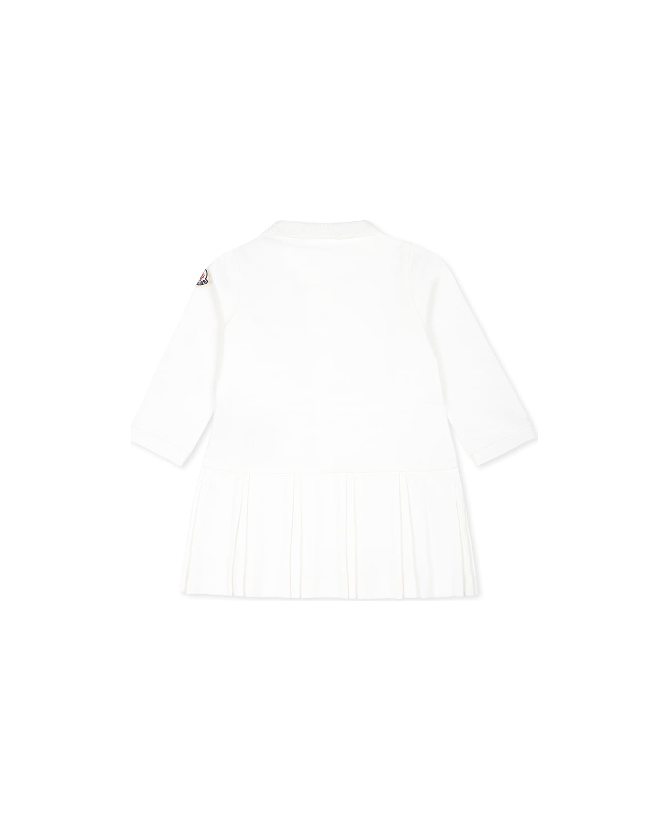 Moncler White Dress For Baby Girl With Logo - White