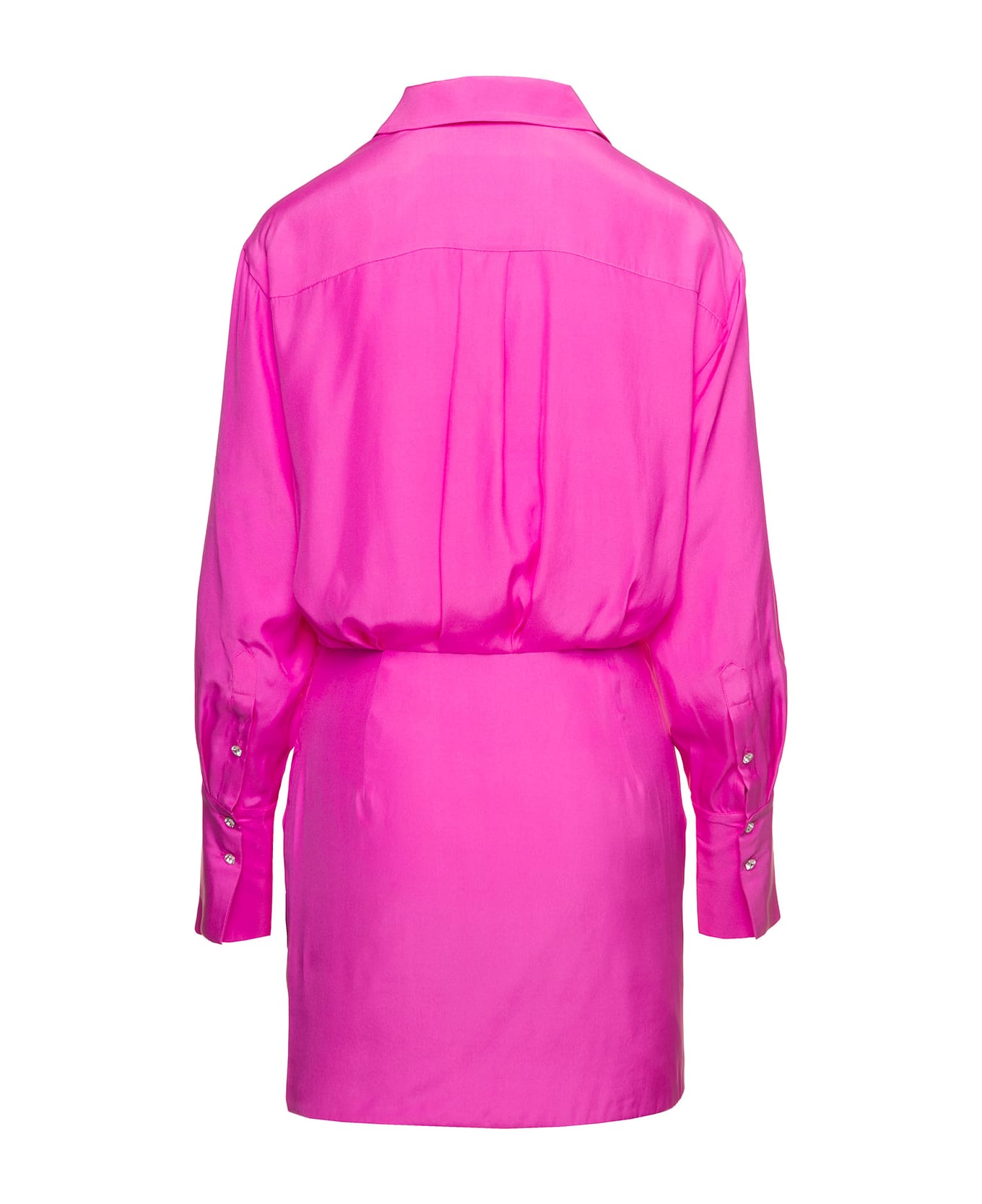 GAUGE81 'naha' Draped Shirt Mini Hot Pink Dress In Silk Woman Gauge81 - Fuxia