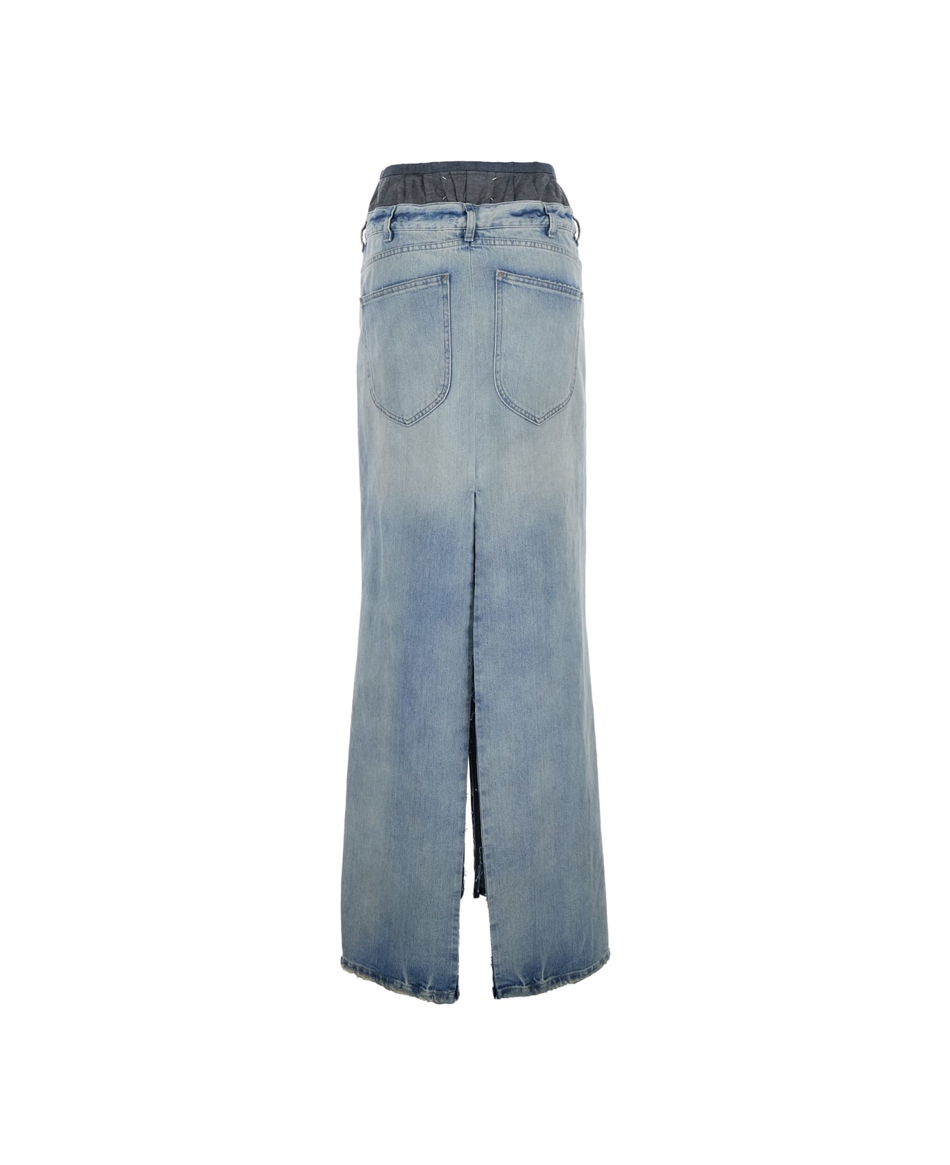 Maison Margiela Light Blue Long Skirt With Front Slit And Five Pocket Design In Denim Woman - Light blue