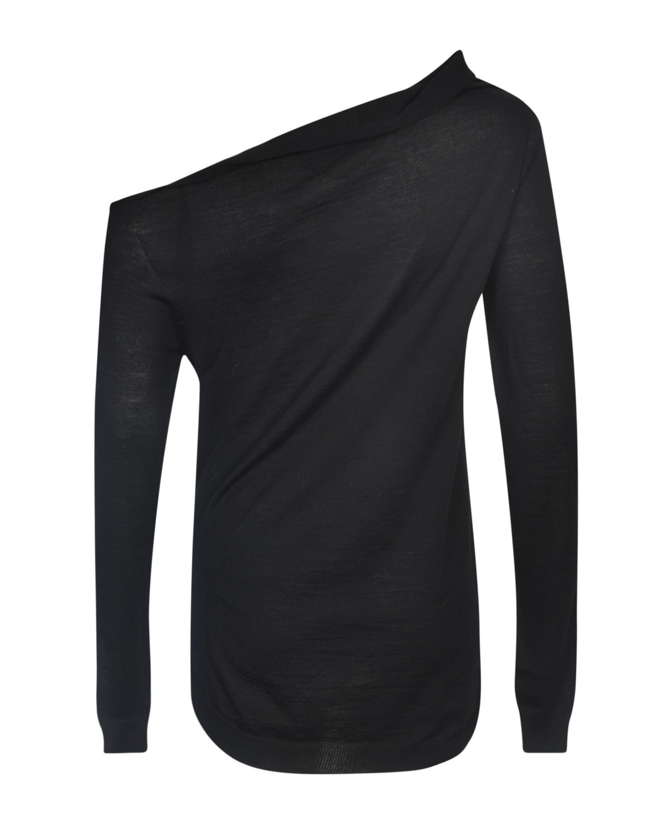 Alberta Ferretti Single-shoulder Asymmetric Plain Sweater - Black