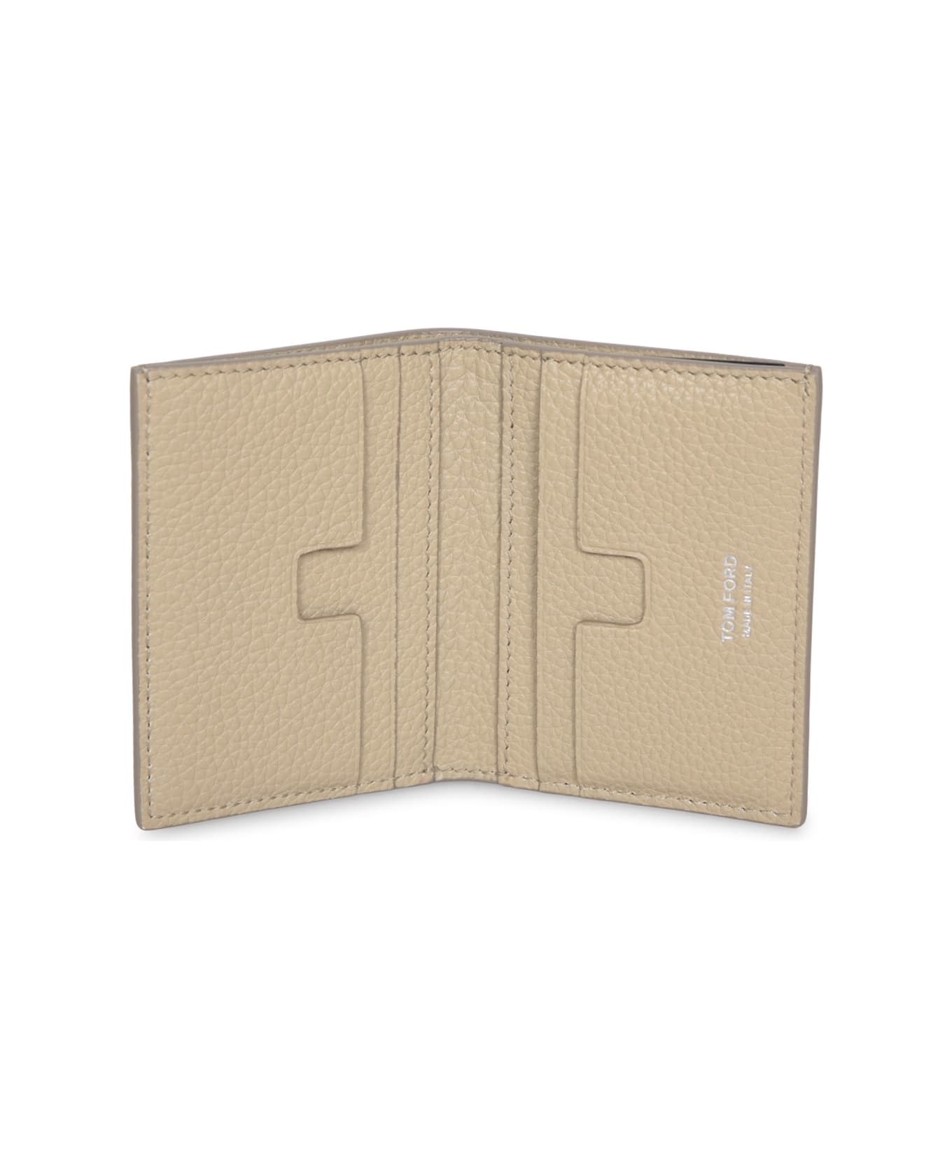 Tom Ford Vert Soft Grain Beige Card Holder - Beige