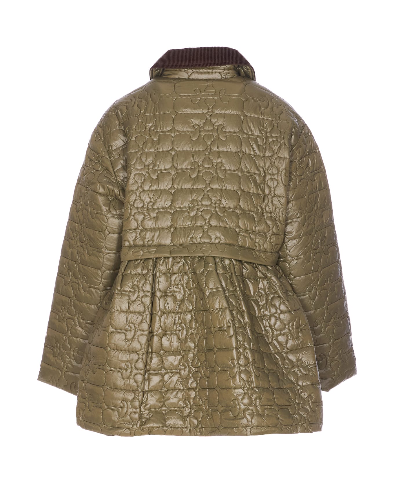 Ganni Shiny Quilt Midi Jacket - Green