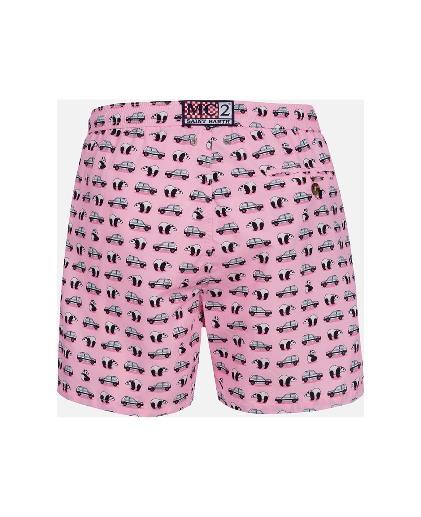 MC2 Saint Barth Man Lightweight Fabric Swim-shorts Lighting Micro Fantasy With Panda And Panda Print | Panda Special Edition - PINK