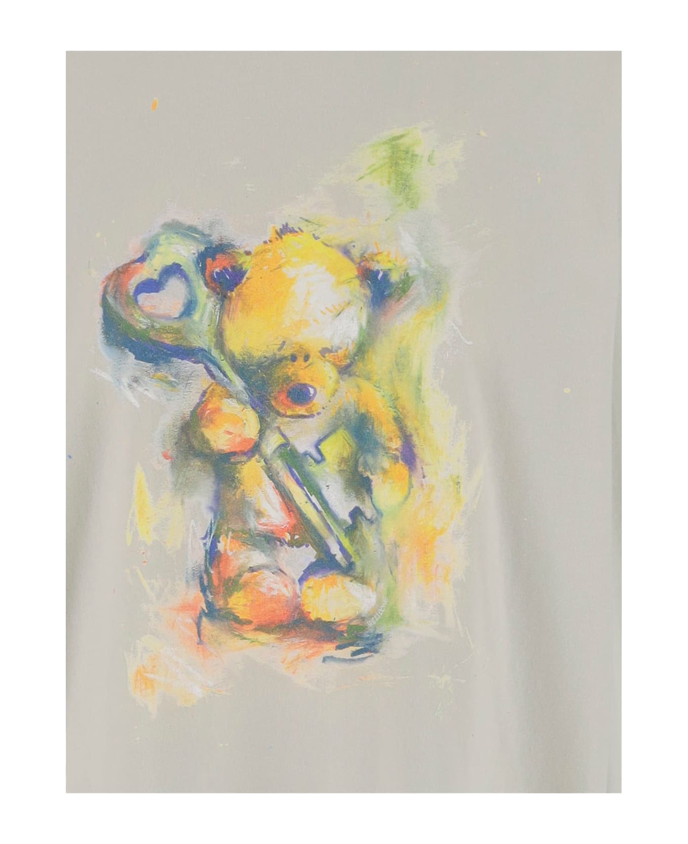 WE11 DONE Long-sleeved Cotton Sweater With Teddy Bear Print - VERDE CHIARO