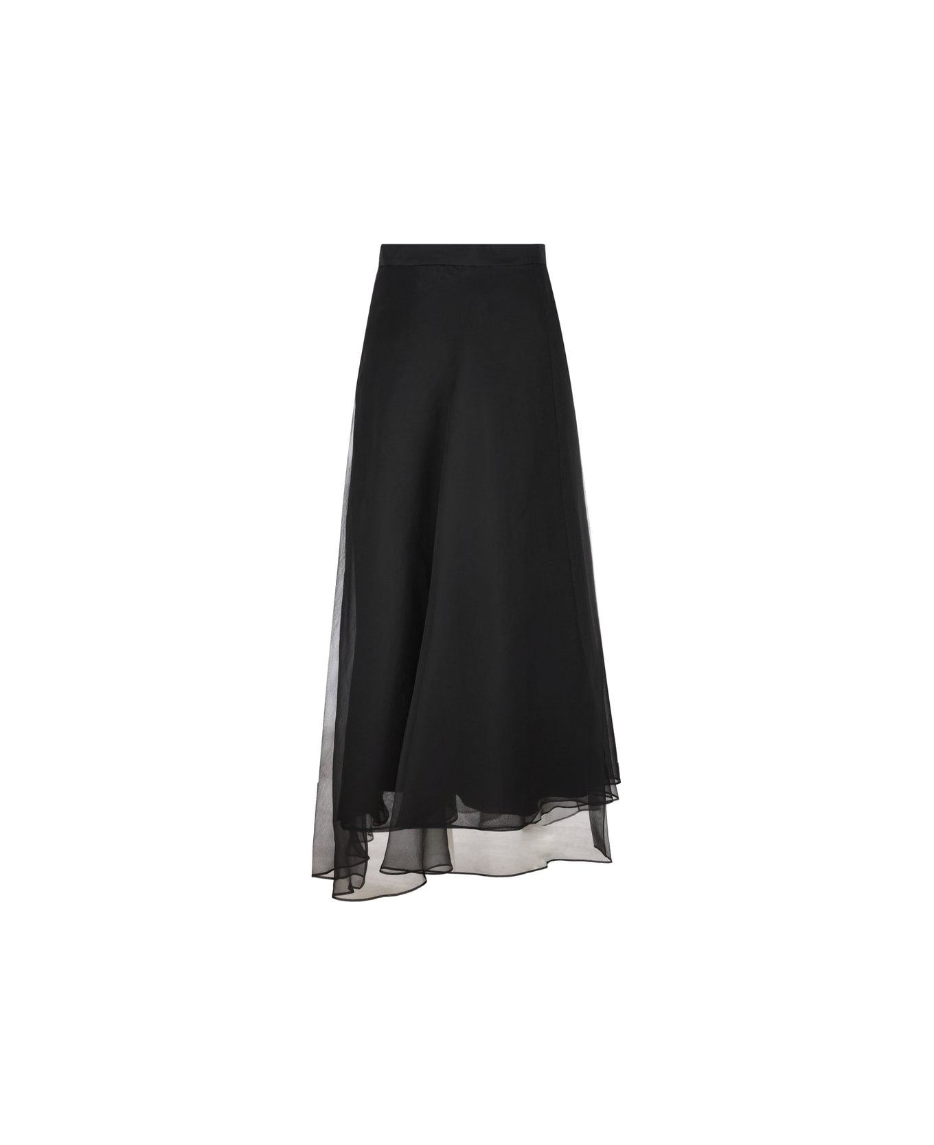 Brunello Cucinelli Layered Effect Midi Skirt - Nero