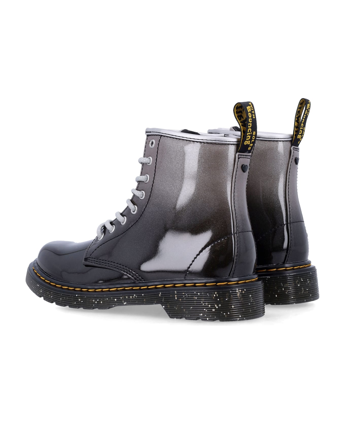 Dr. Martens Kids - Glitter Lace-up Boots - SILVER/BLACK