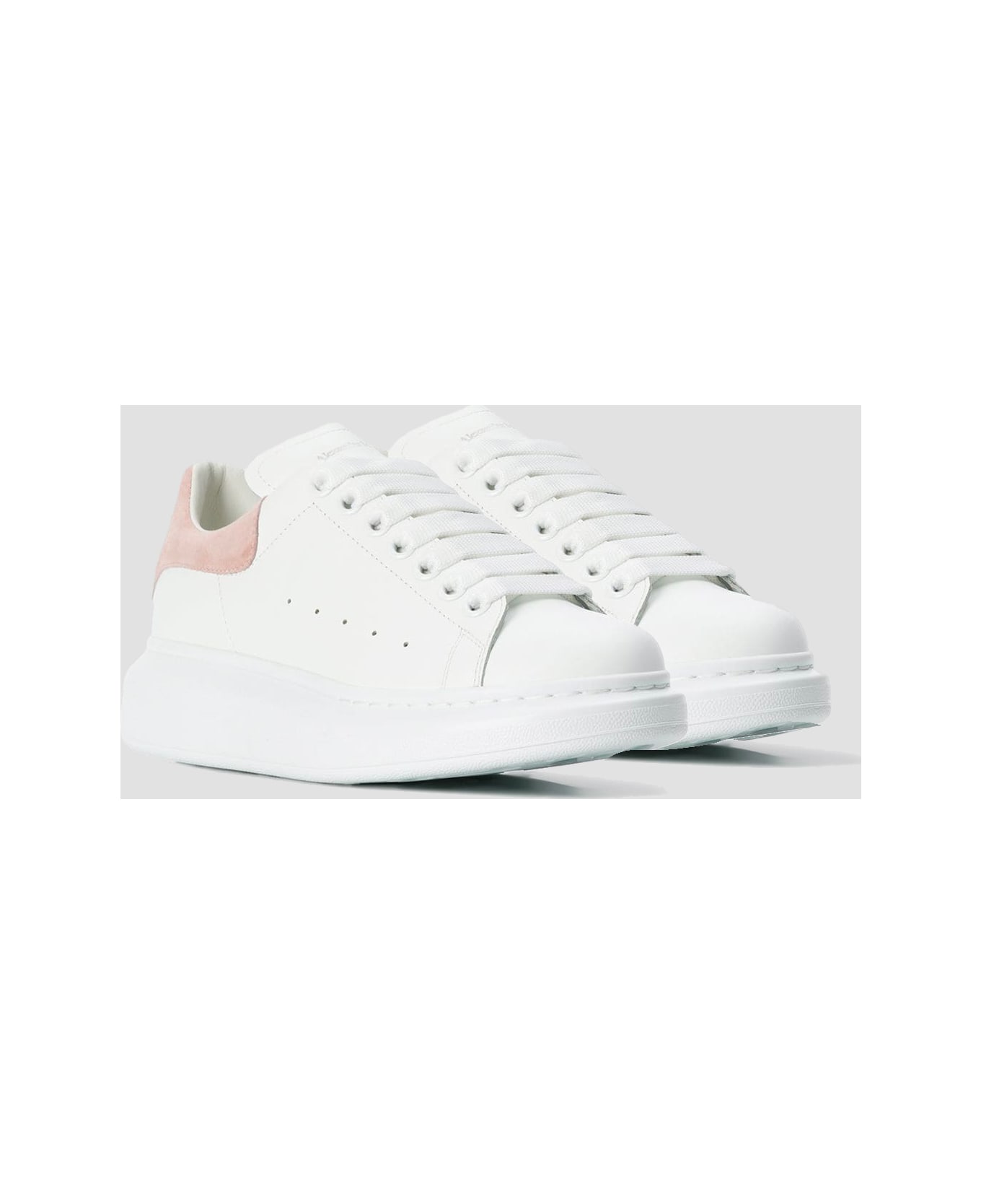 Alexander McQueen White And Pink Leather Sneakers - WHITE/PATCHOULI