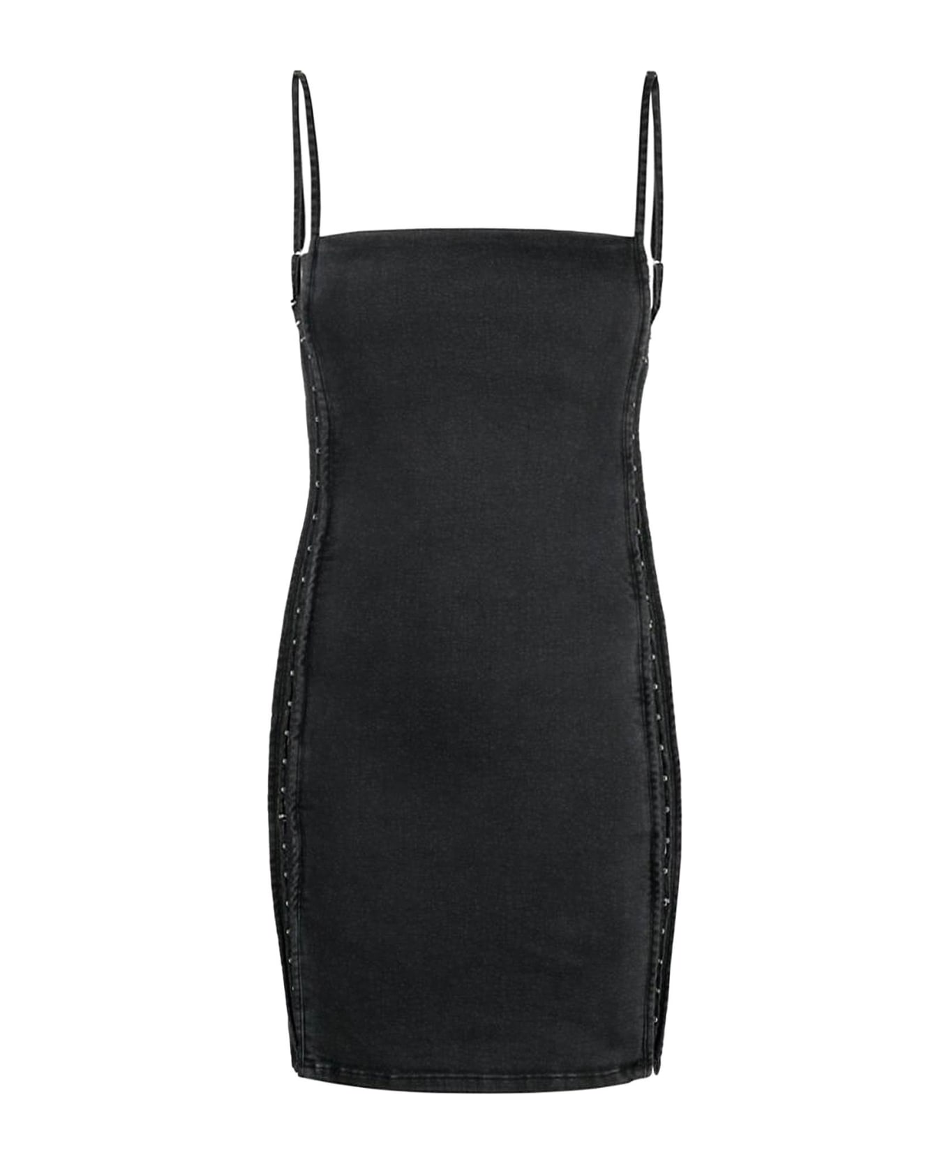 Y/Project Hook-and-eye Denim Mini Dress - STRETCH BLACK (Black)