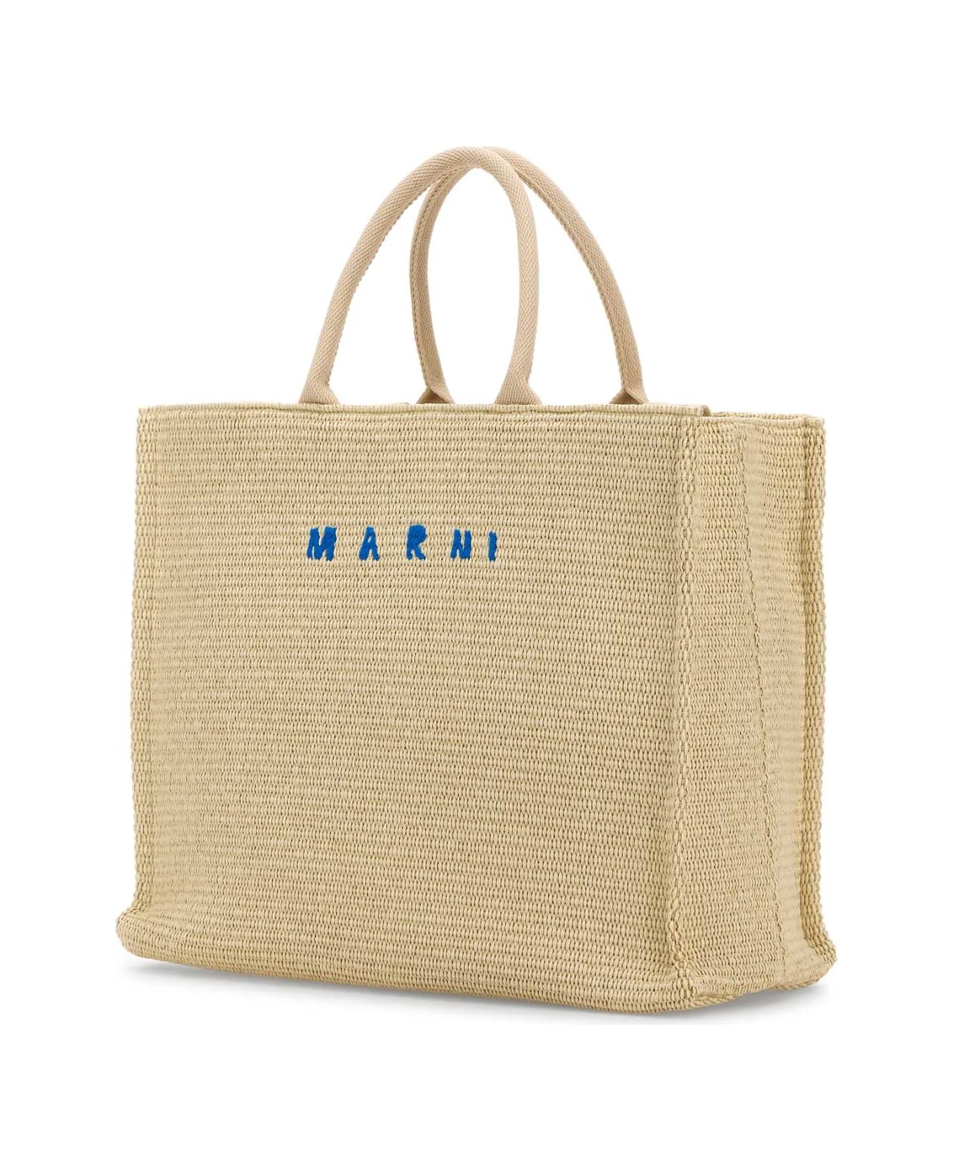 Marni Ivory Raffia Shopping Bag - SILKWHITE