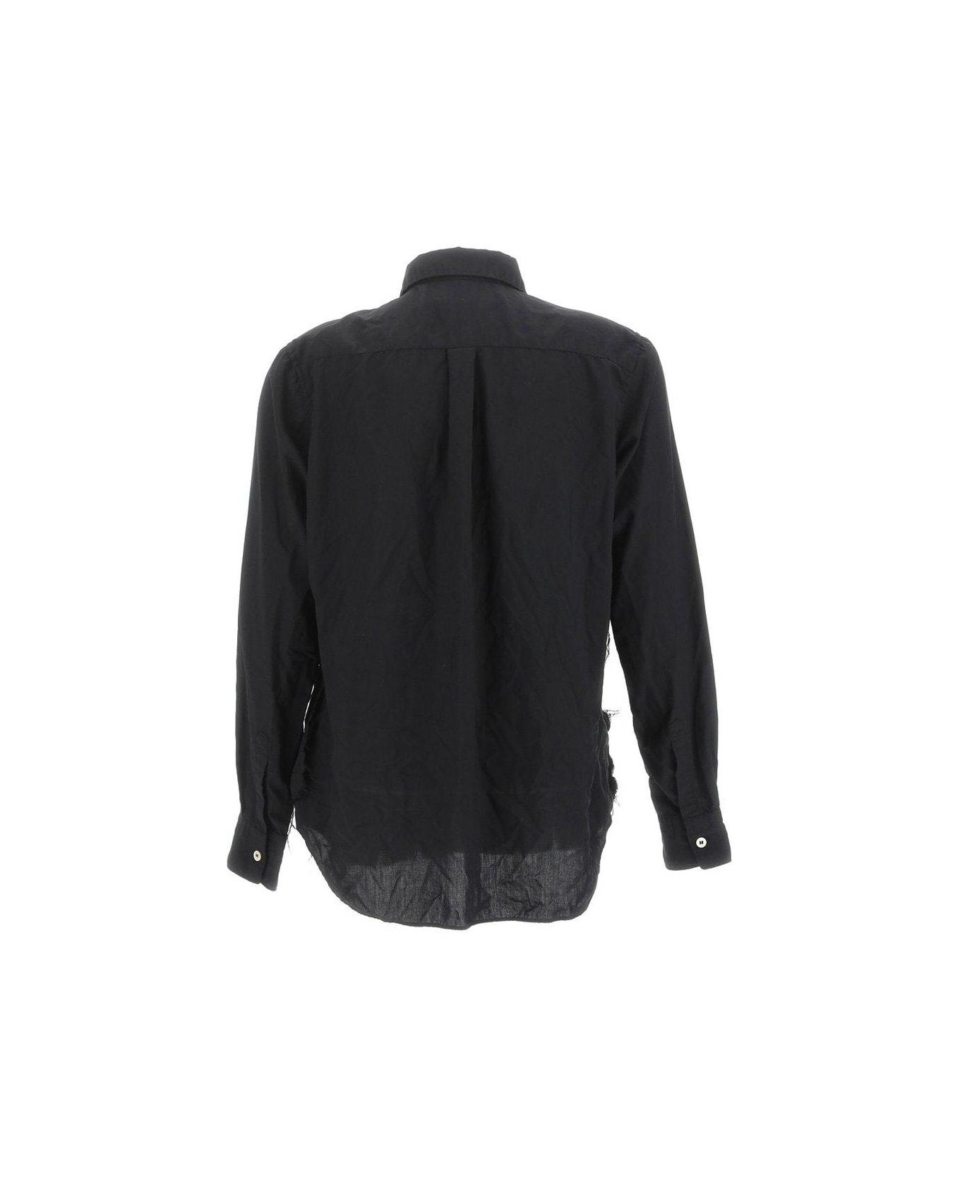 Comme des Garçons Appliqu Etailed Long-sleeved Buttoned Shirt - Black シャツ