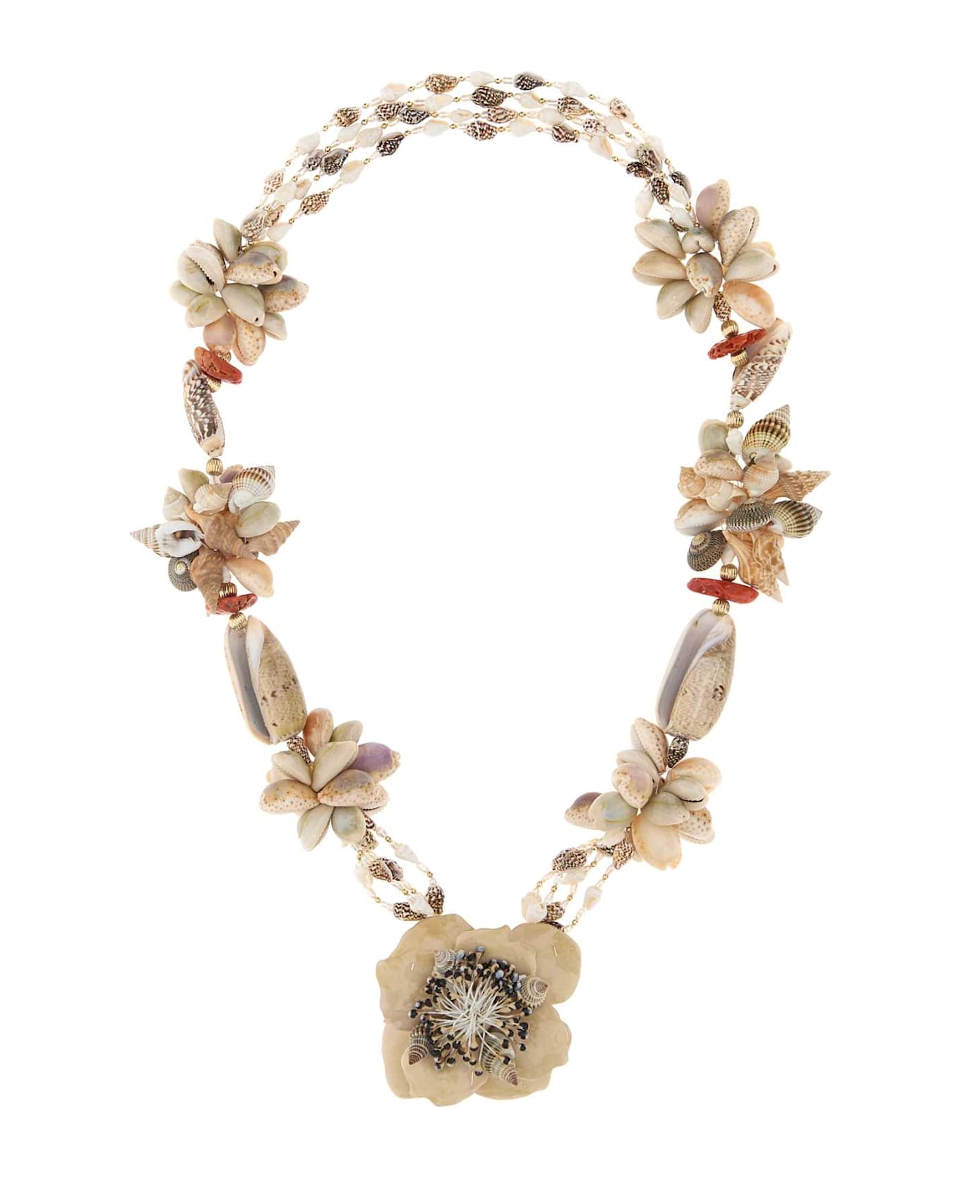 Valentino Garavani Embellished Necklace - OROAVORIOMULTICOLORCORALLOCREAM