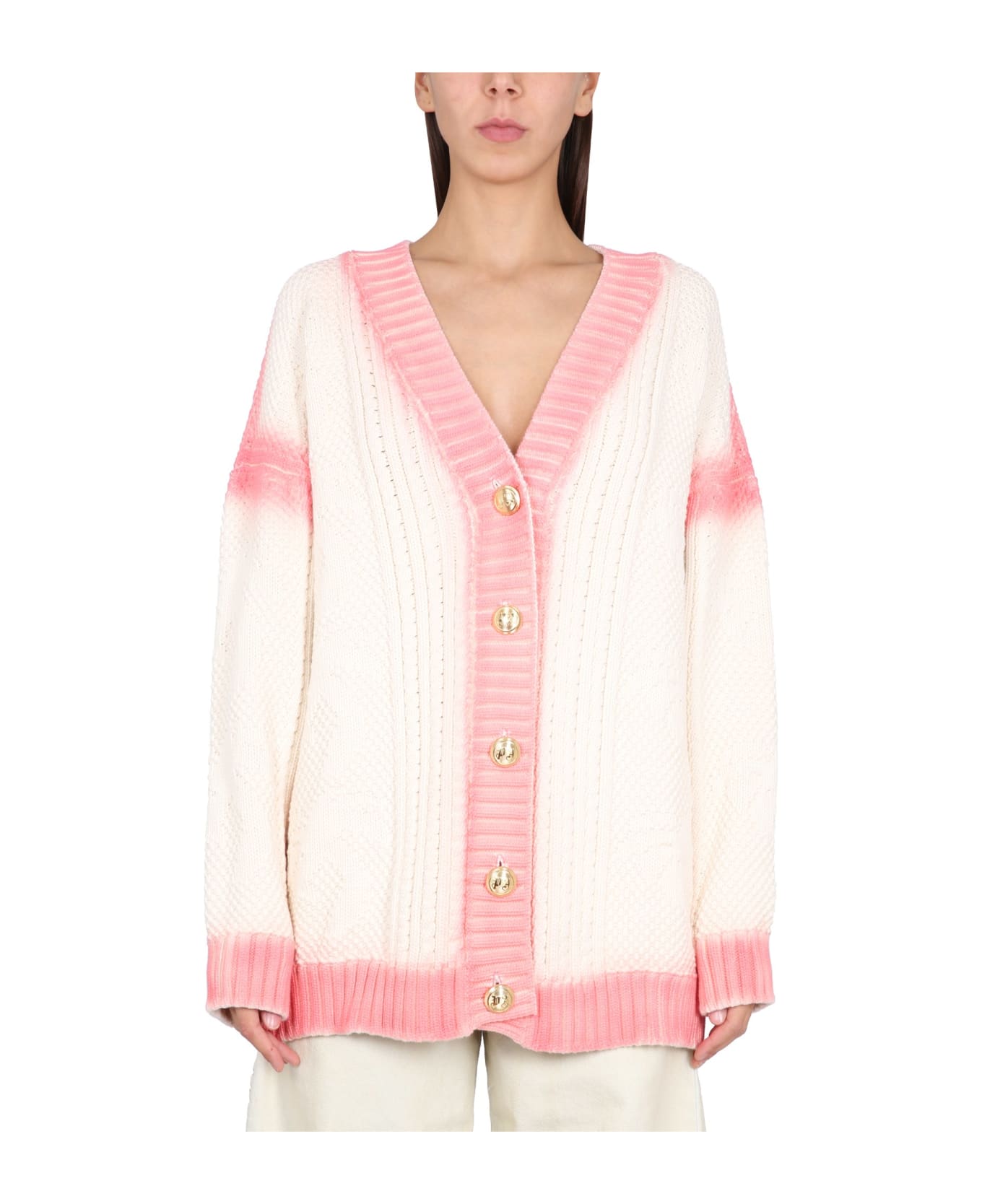 Palm Angels Patent Leather Effect Palm Cardigan - BIANCO