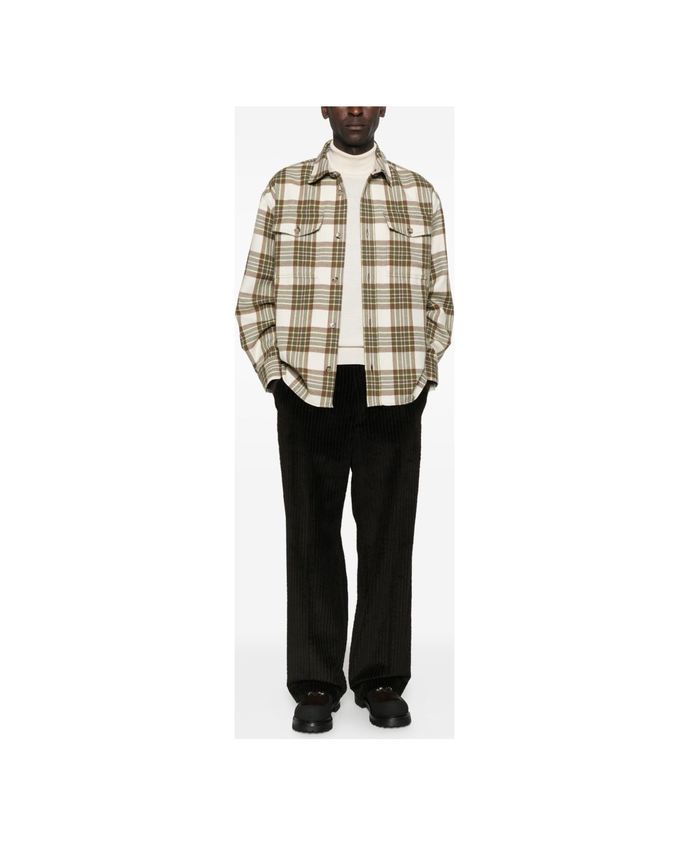 Ami Alexandre Mattiussi Wool Checked Overshirt - Beige